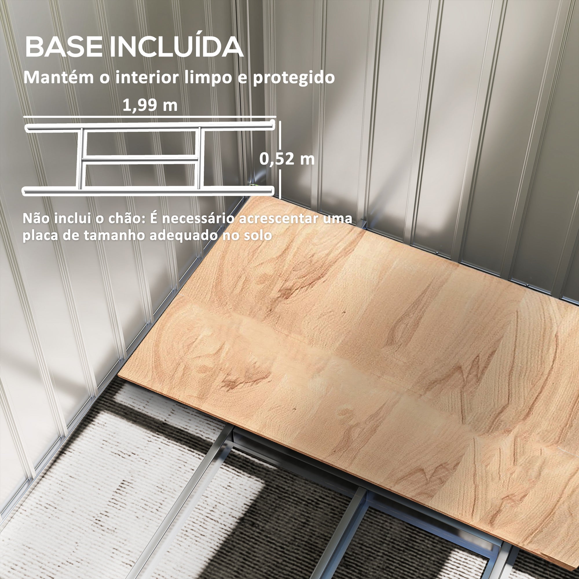 Abrigo de Jardim Metálico 213x130x185 cm - Cor Cinza Escuro
