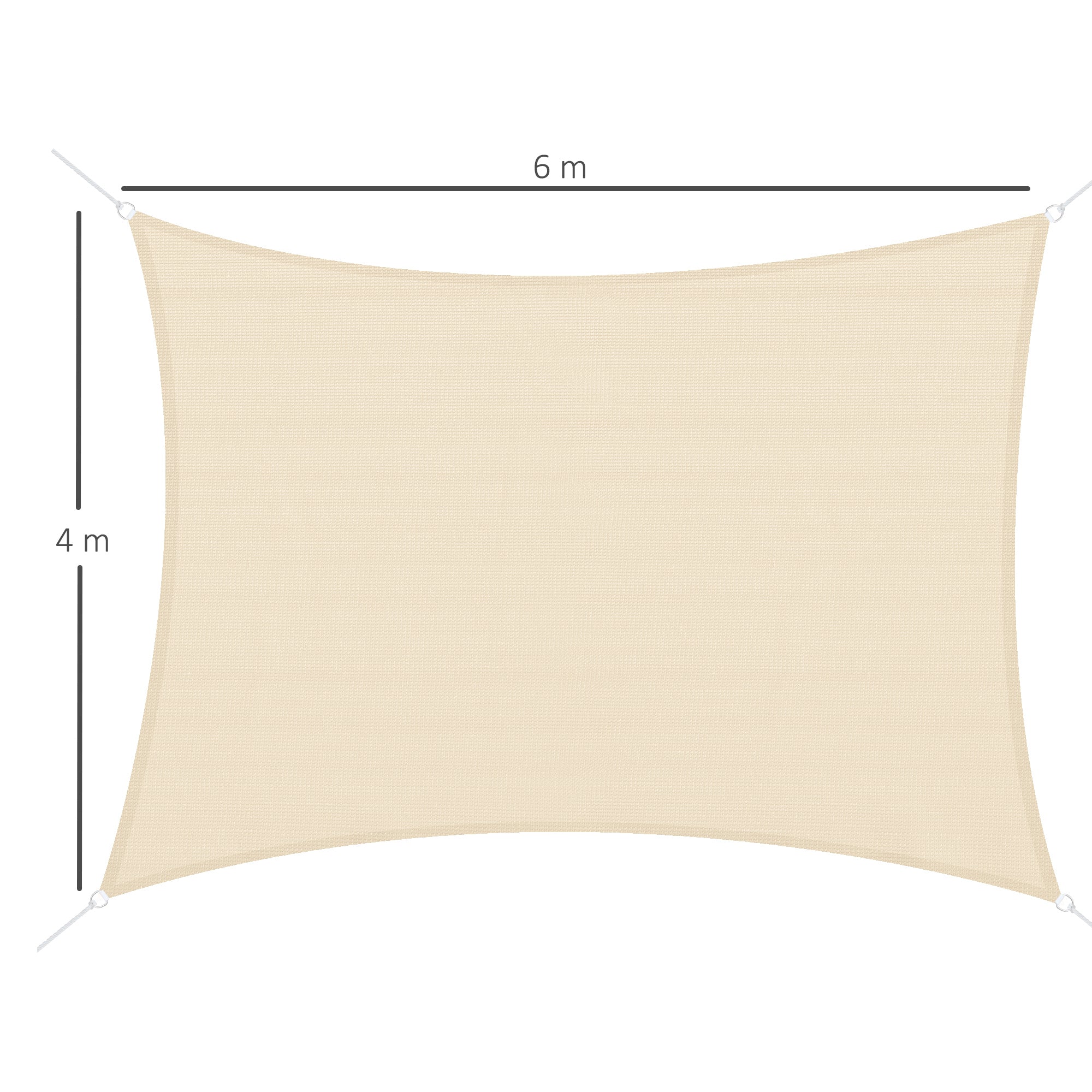 Toldo Vela de Sombra Retangular 400x600 cm Creme Branco