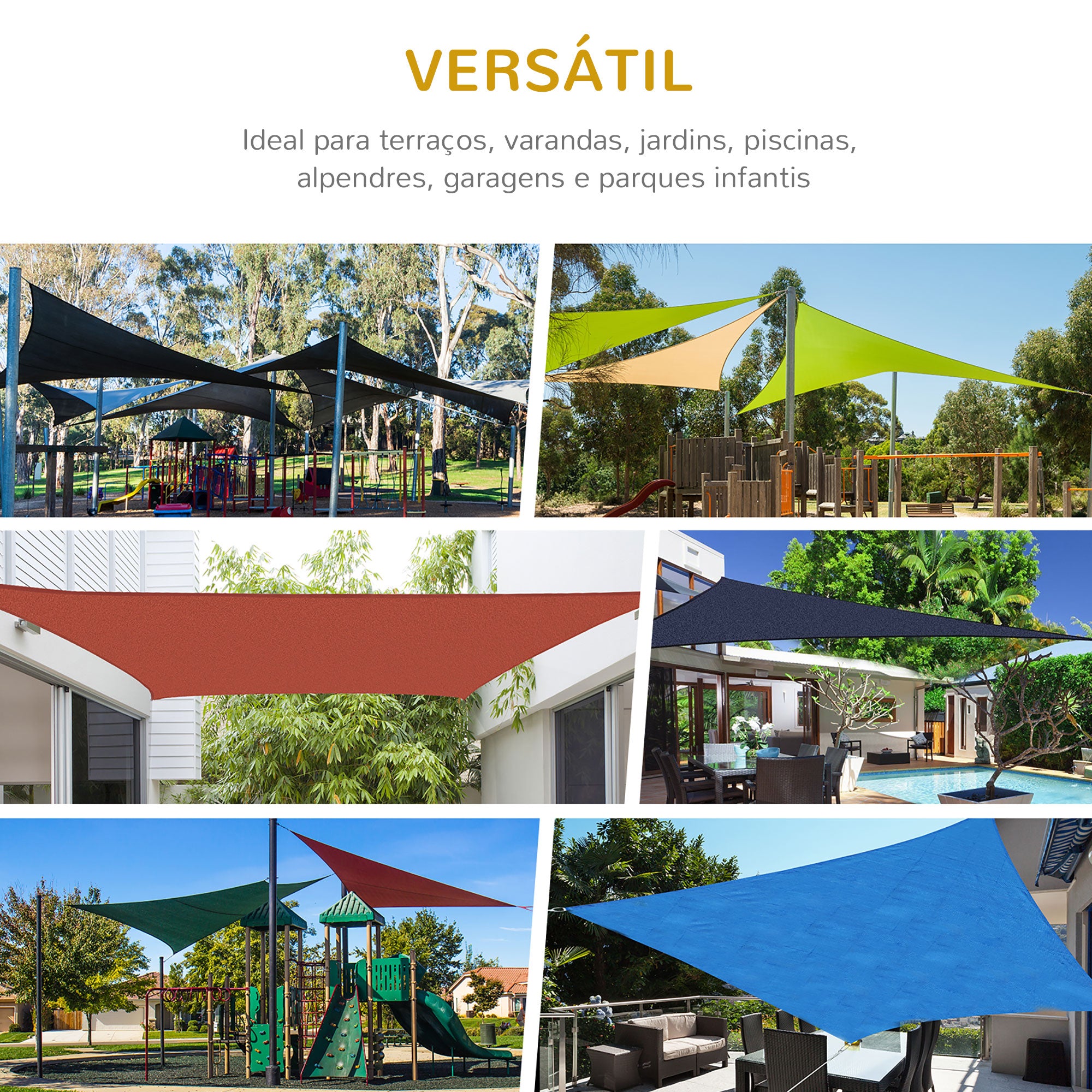 Toldo Vela de Sombra Retangular 400x600 cm Creme Branco