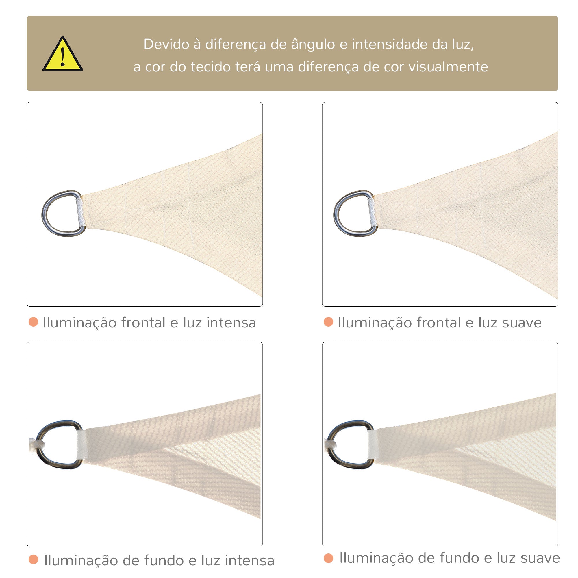 Toldo Vela de Sombra Retangular 400x600 cm Creme Branco