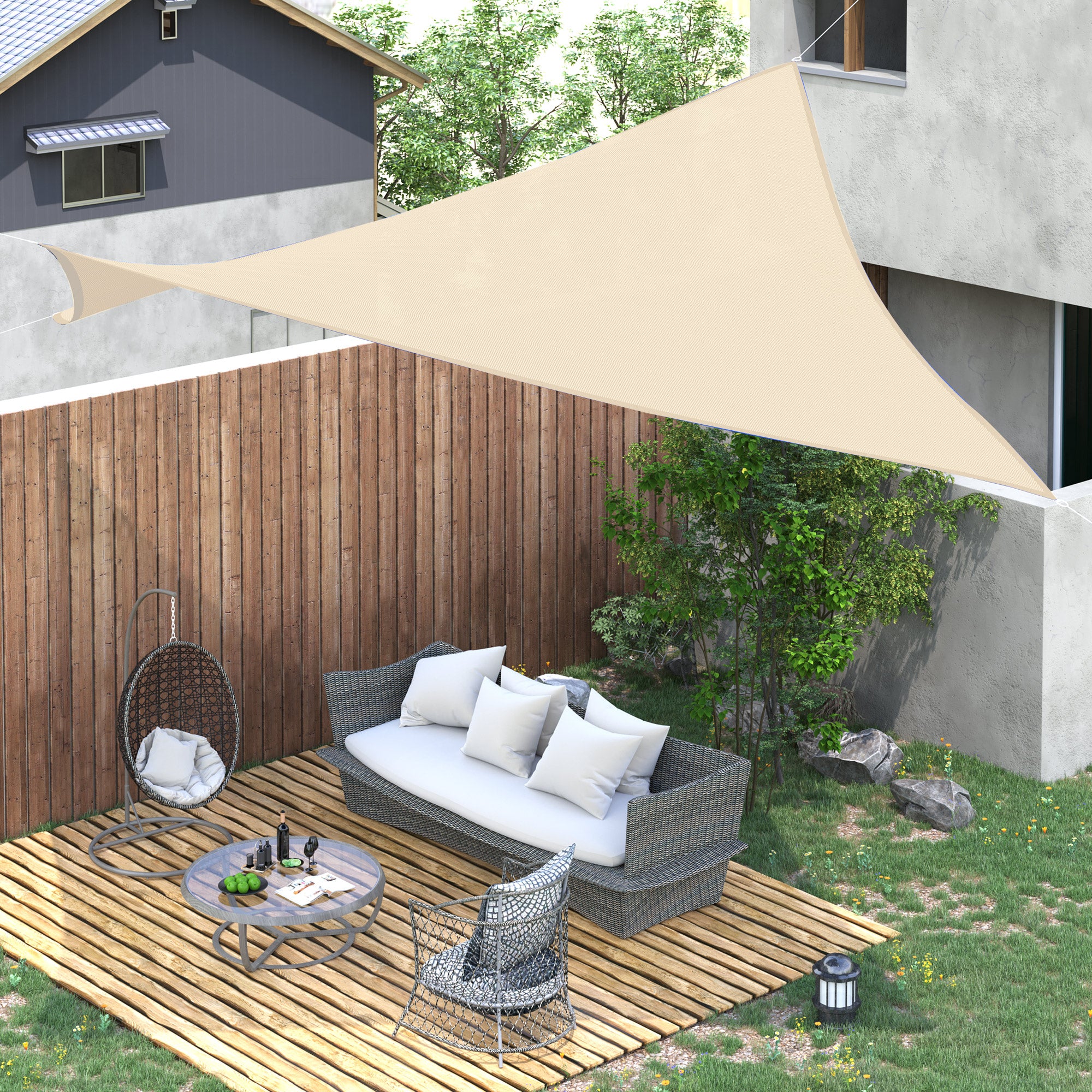Toldo Vela de Sombra Retangular 400x600 cm Creme Branco