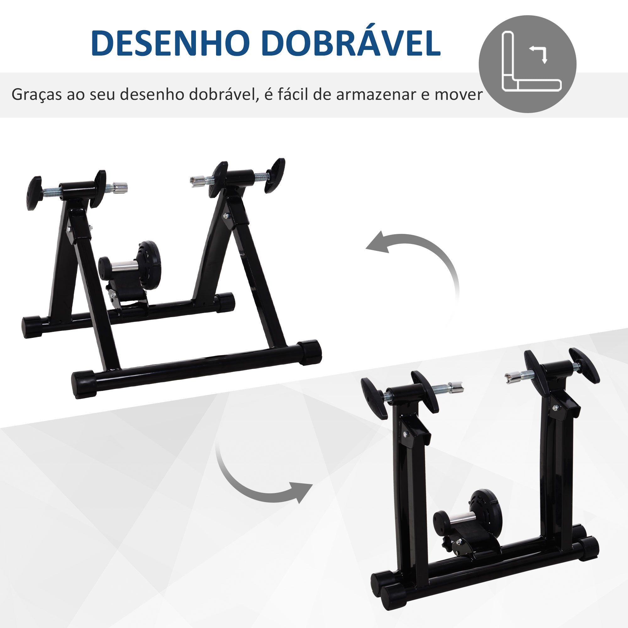 Rolo de Bicicleta para Treinamento Dobrável com Resistência Magnética 54,5x47,2x39,1cm Preto