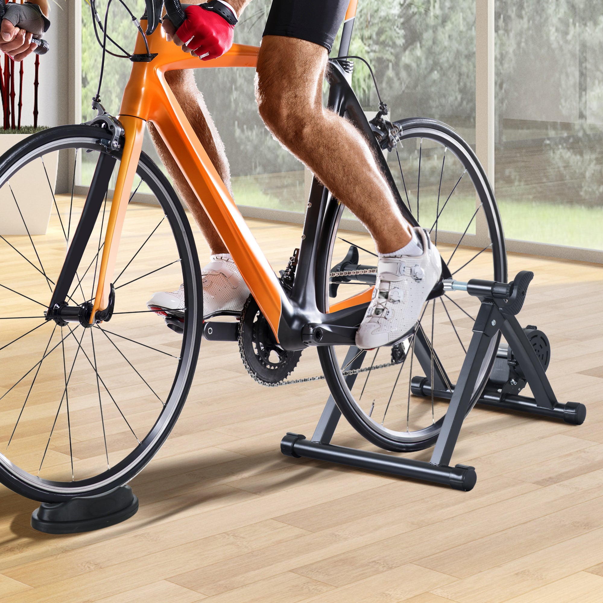 Rolo de Bicicleta para Treinamento Dobrável com Resistência Magnética 54,5x47,2x39,1cm Preto