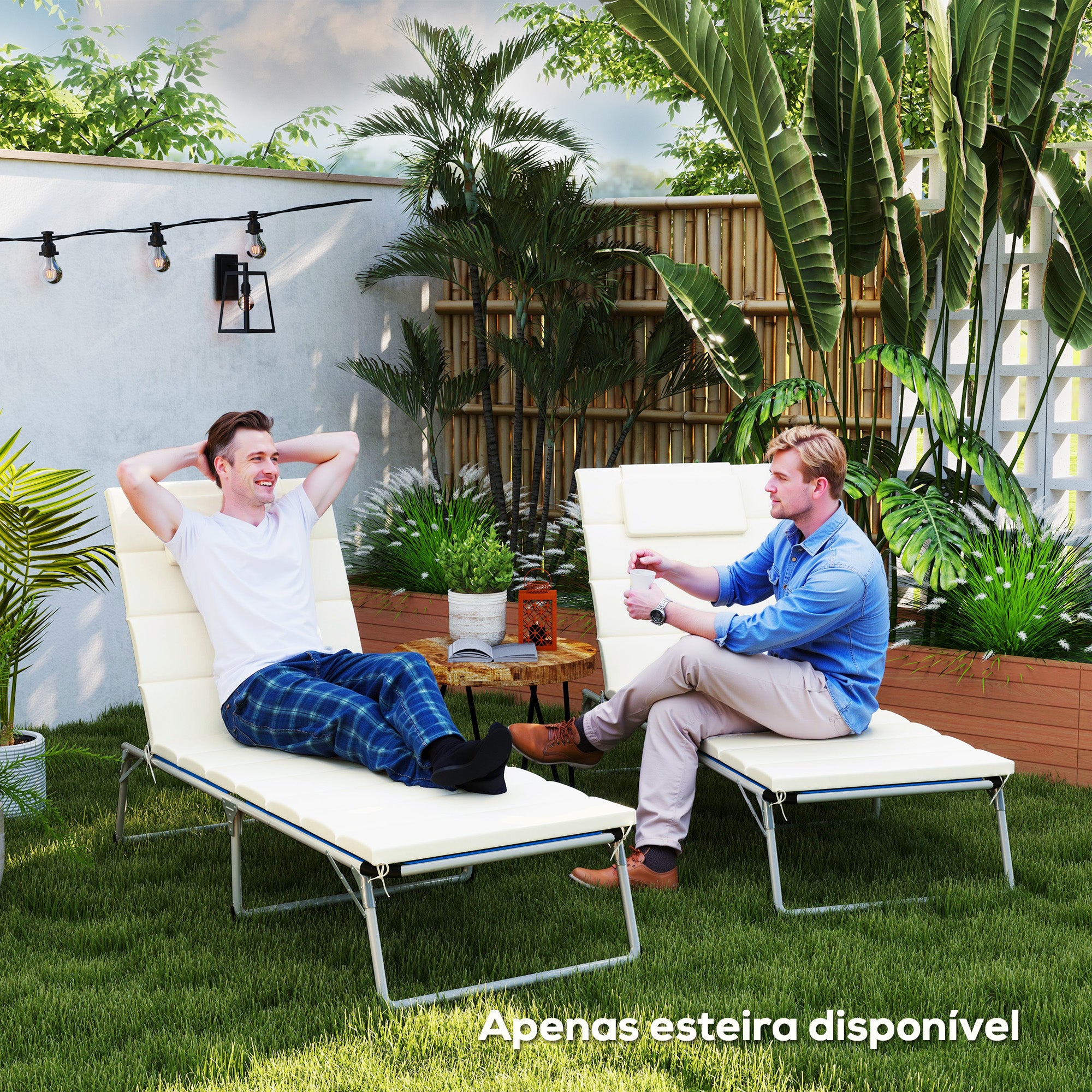 Almofadas para Espreguiçadeira 203x66x3 cm - Cor Creme Branco