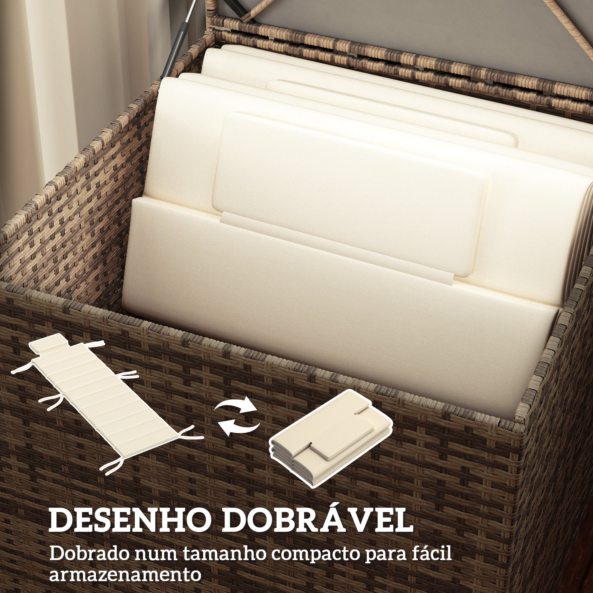 Almofadas para Espreguiçadeira 203x66x3 cm - Cor Creme Branco