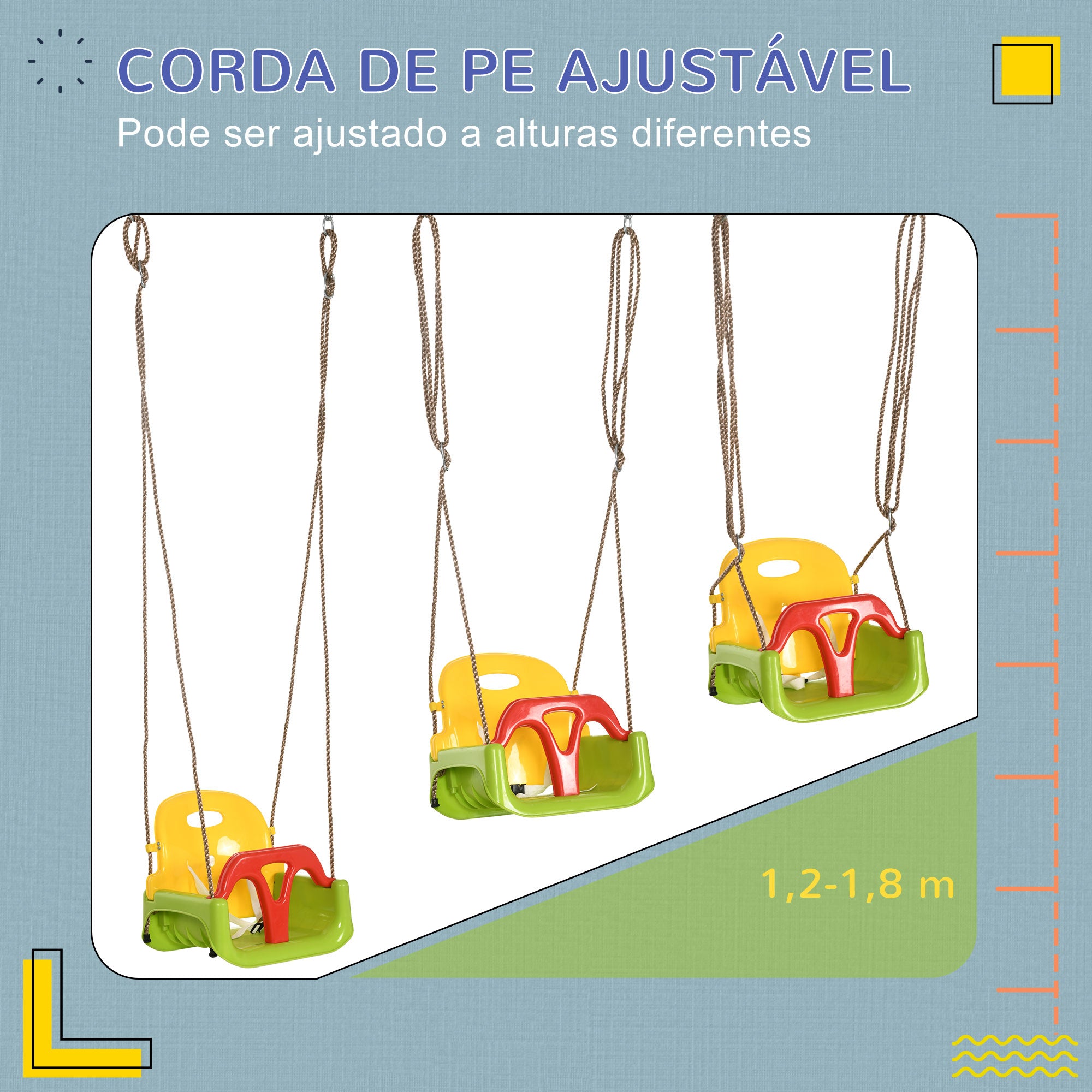 Baloiço Infantil Multicor 42x33x120-180 cm - Diversão e Segurança Garantidas