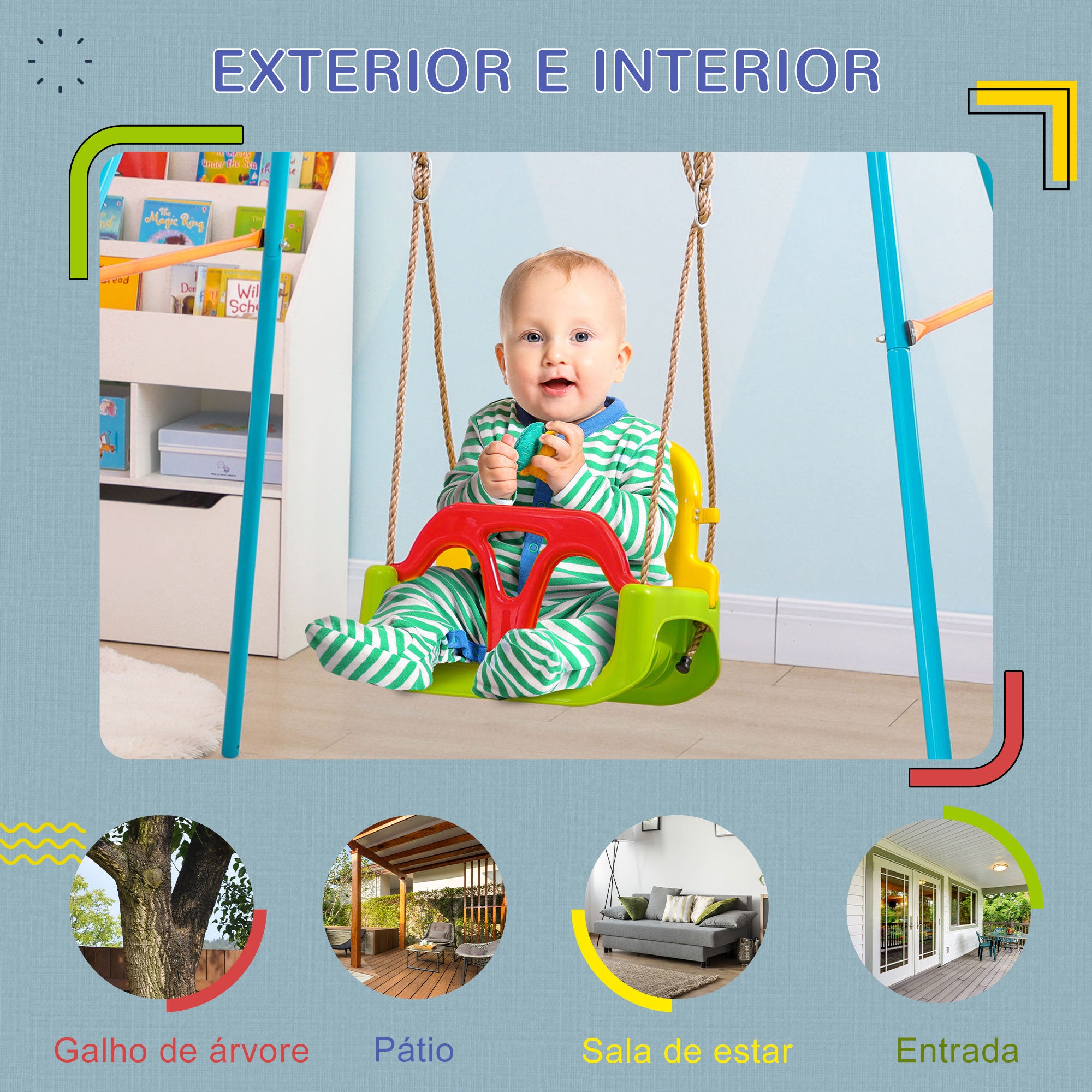 Baloiço Infantil Multicor 42x33x120-180 cm - Diversão e Segurança Garantidas