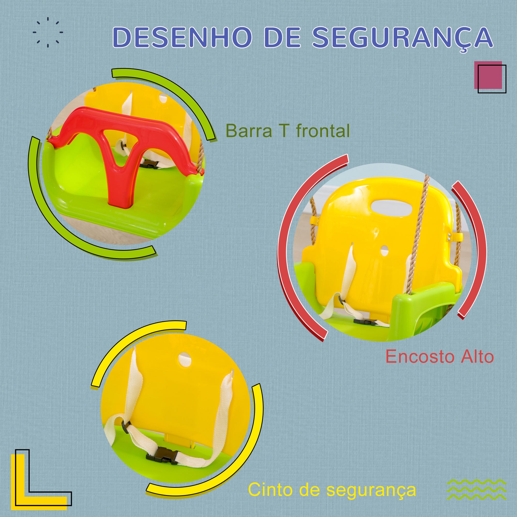 Baloiço Infantil Multicor 42x33x120-180 cm - Diversão e Segurança Garantidas