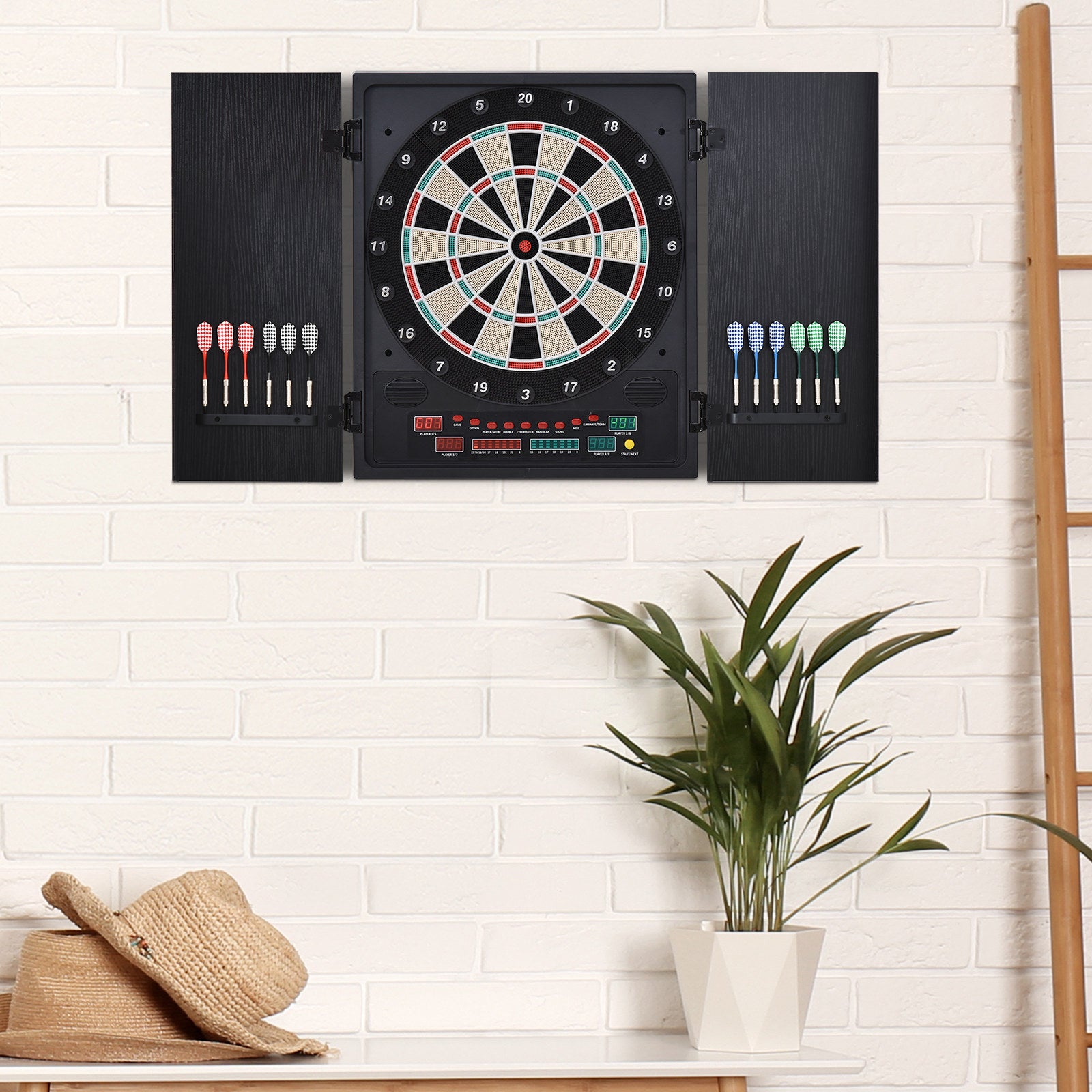 Alvo Eletrônico Digital para 8 Jogadores 51x6,5x57 cm Branco e Preto