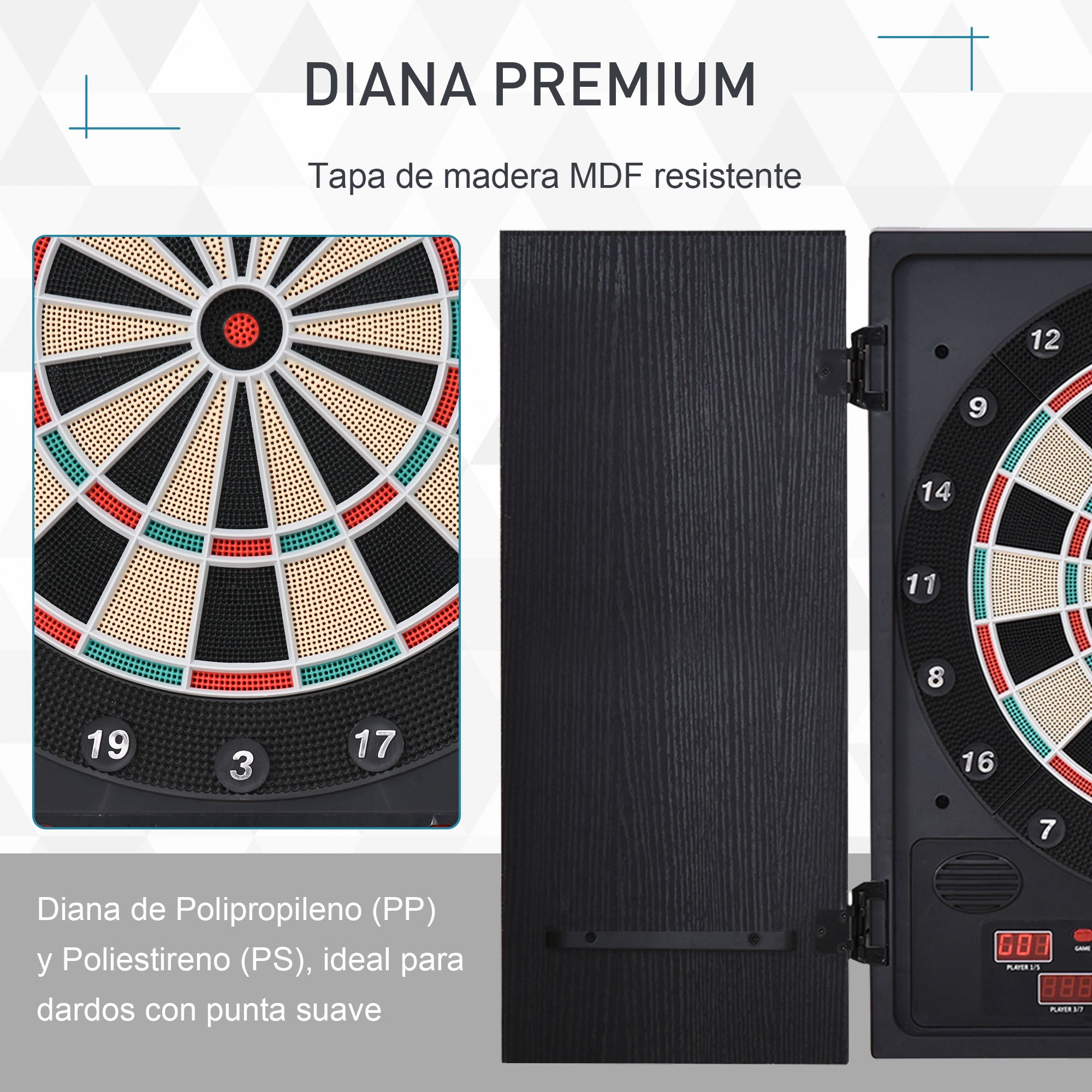 Alvo Eletrônico Digital para 8 Jogadores 51x6,5x57 cm Branco e Preto
