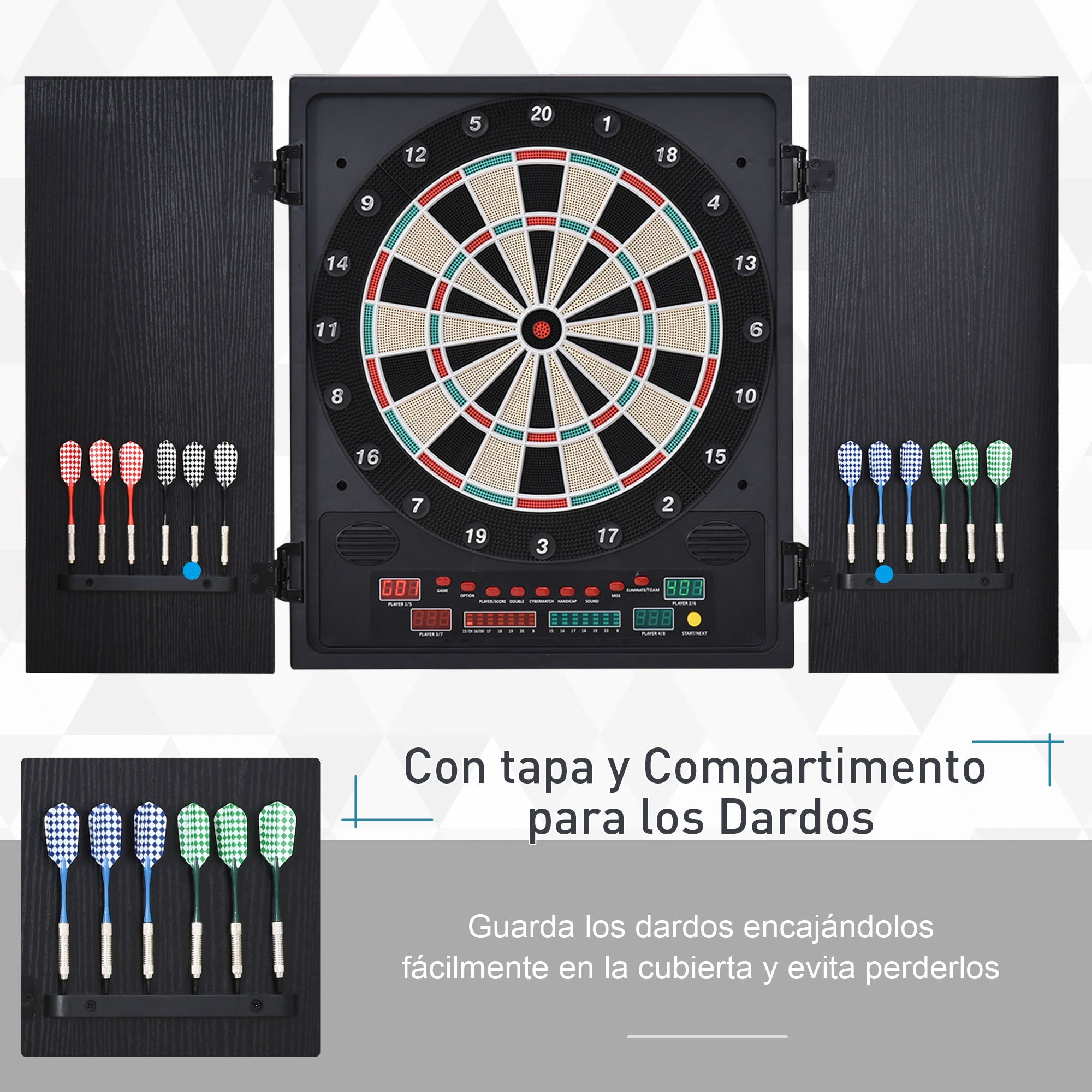 Alvo Eletrônico Digital para 8 Jogadores 51x6,5x57 cm Branco e Preto