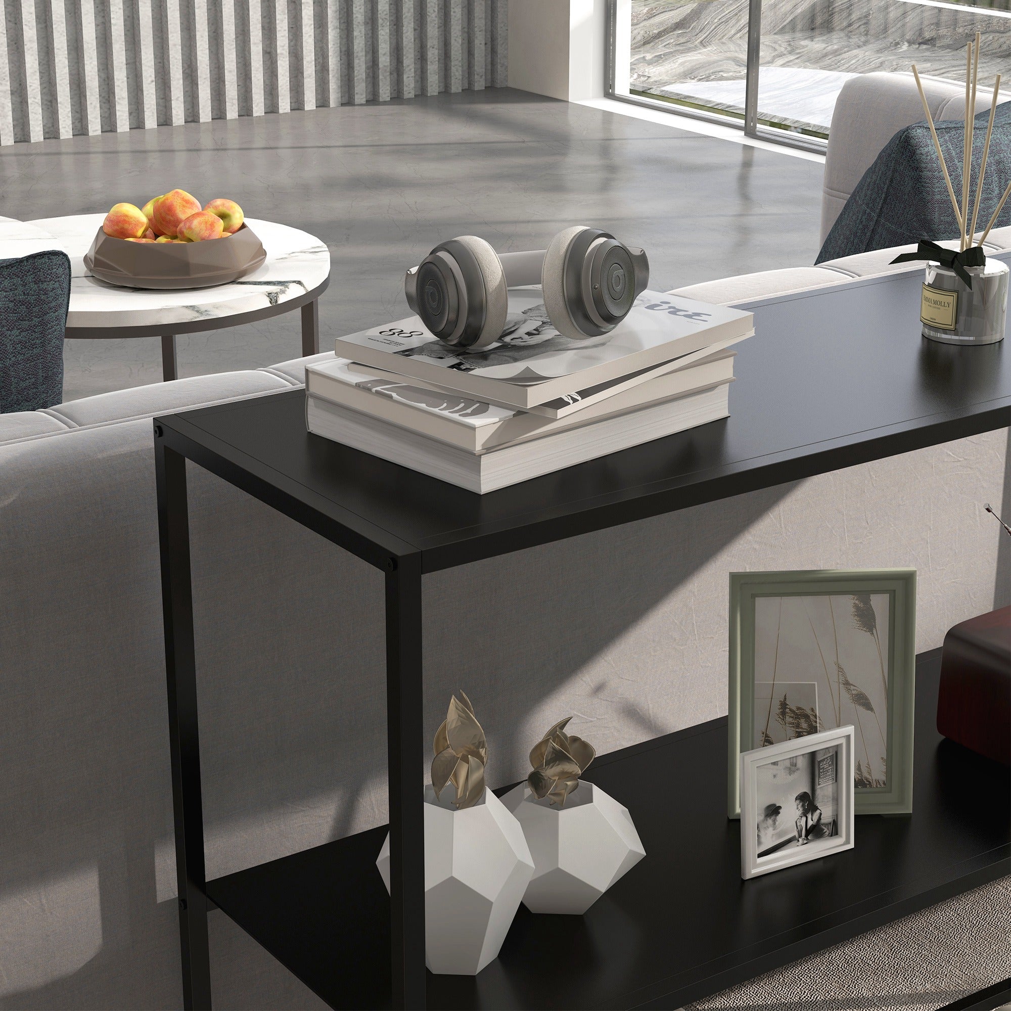 Mesa Consola Estilo Industrial 90x30x75 cm Cor Preto