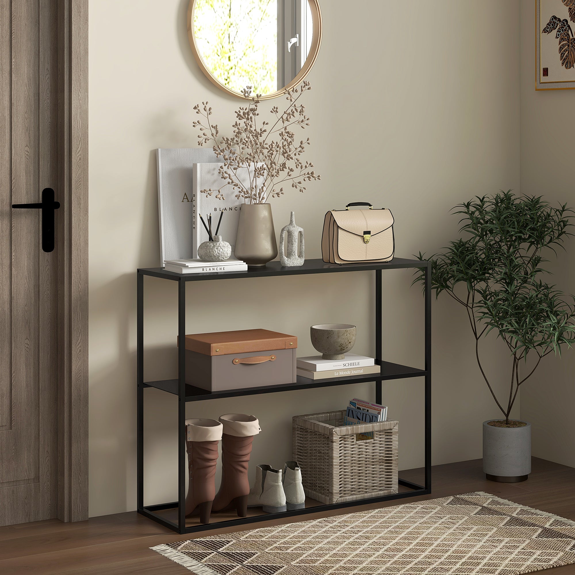 Mesa Consola Estilo Industrial 90x30x75 cm Cor Preto