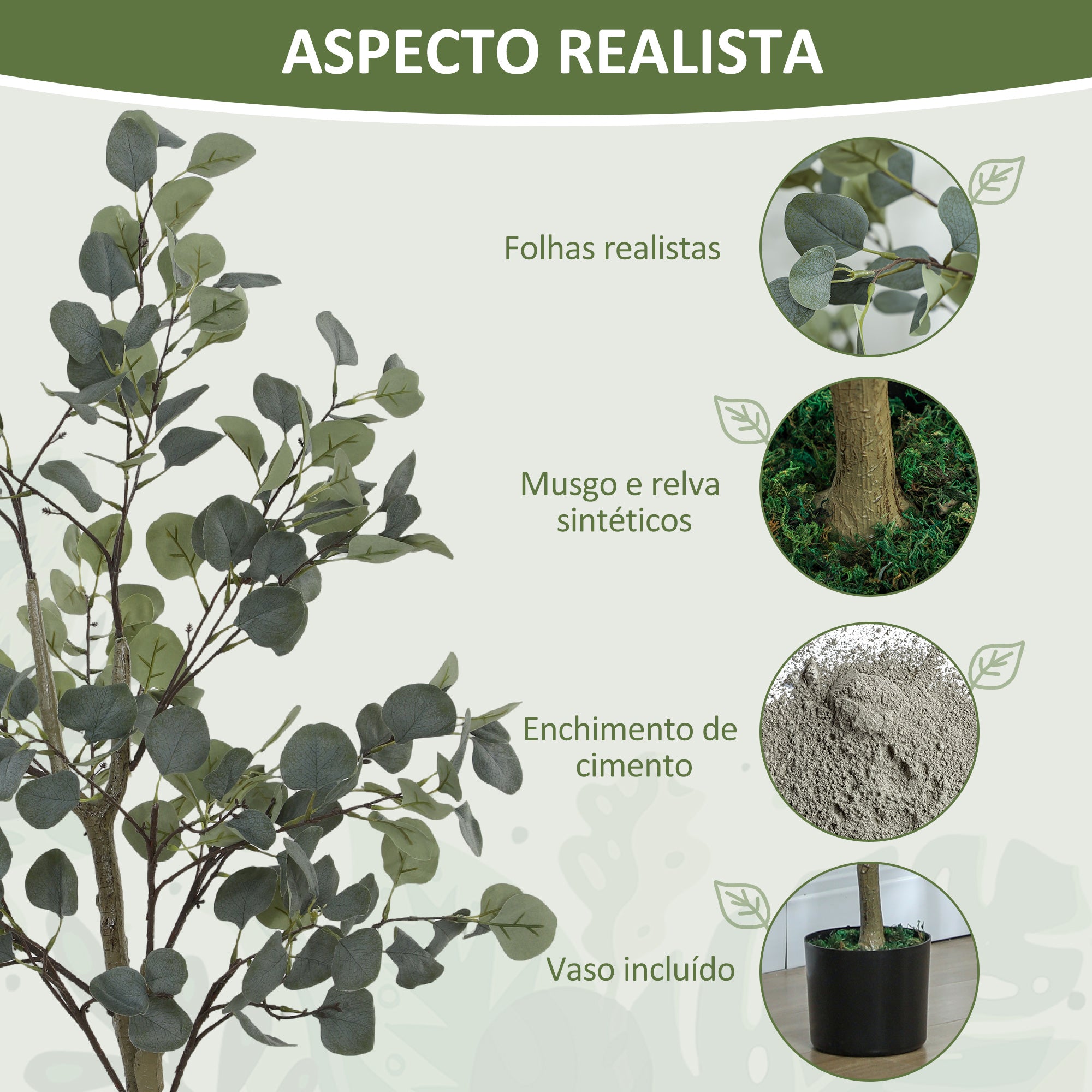 Planta Artificial de Eucalipto 150 cm Verde