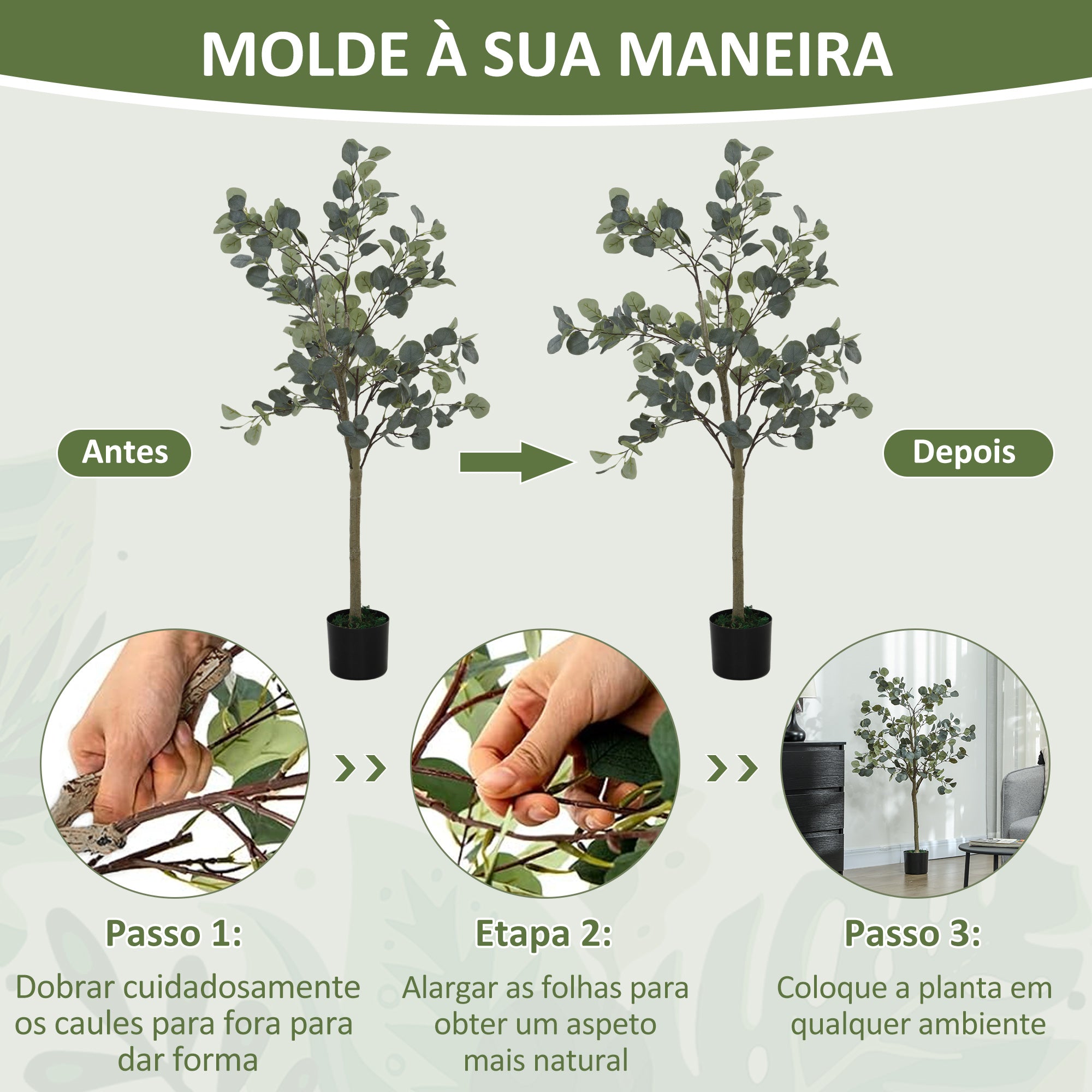 Planta Artificial de Eucalipto 150 cm Verde