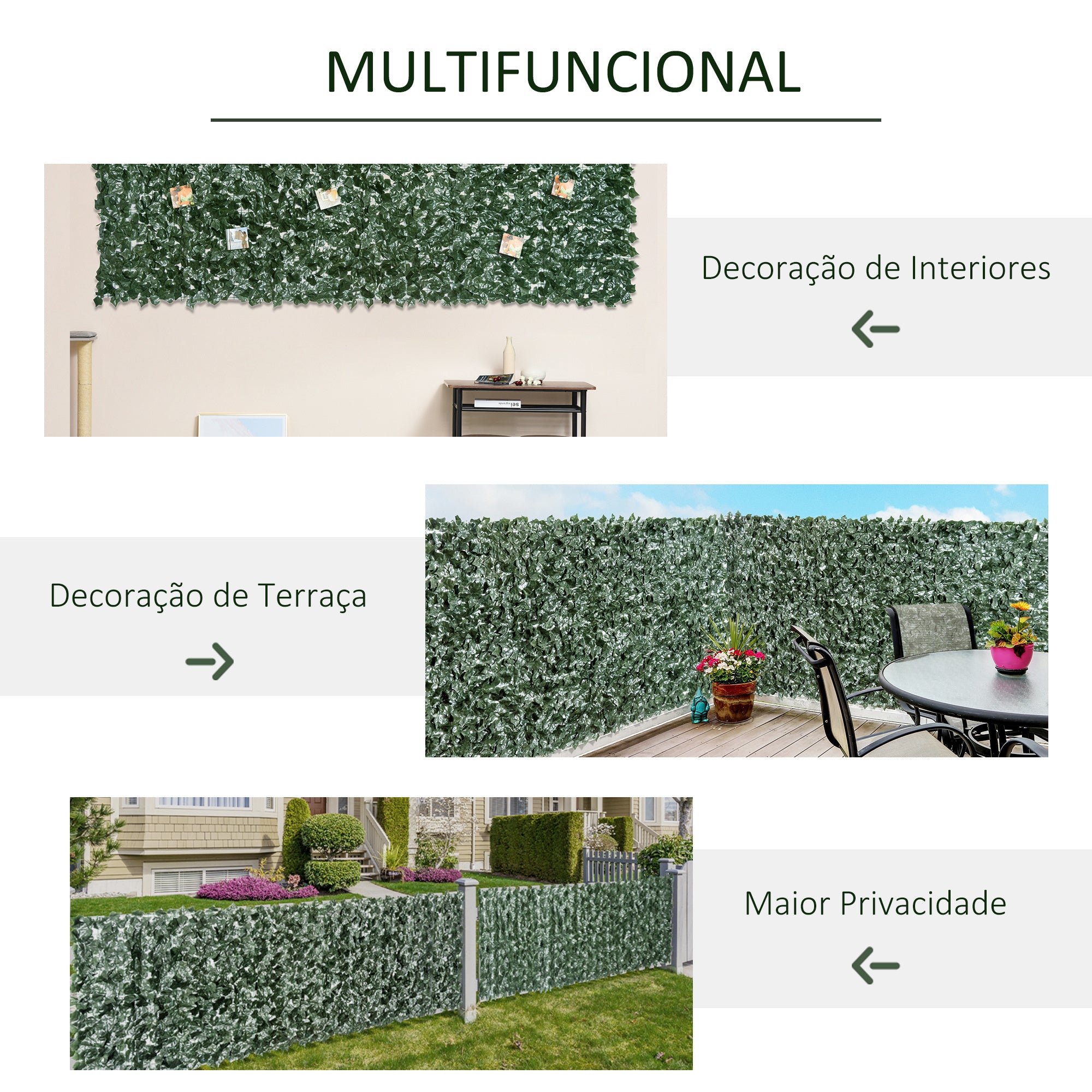 Vedação Artificial em Rolo 300x150cm Verde