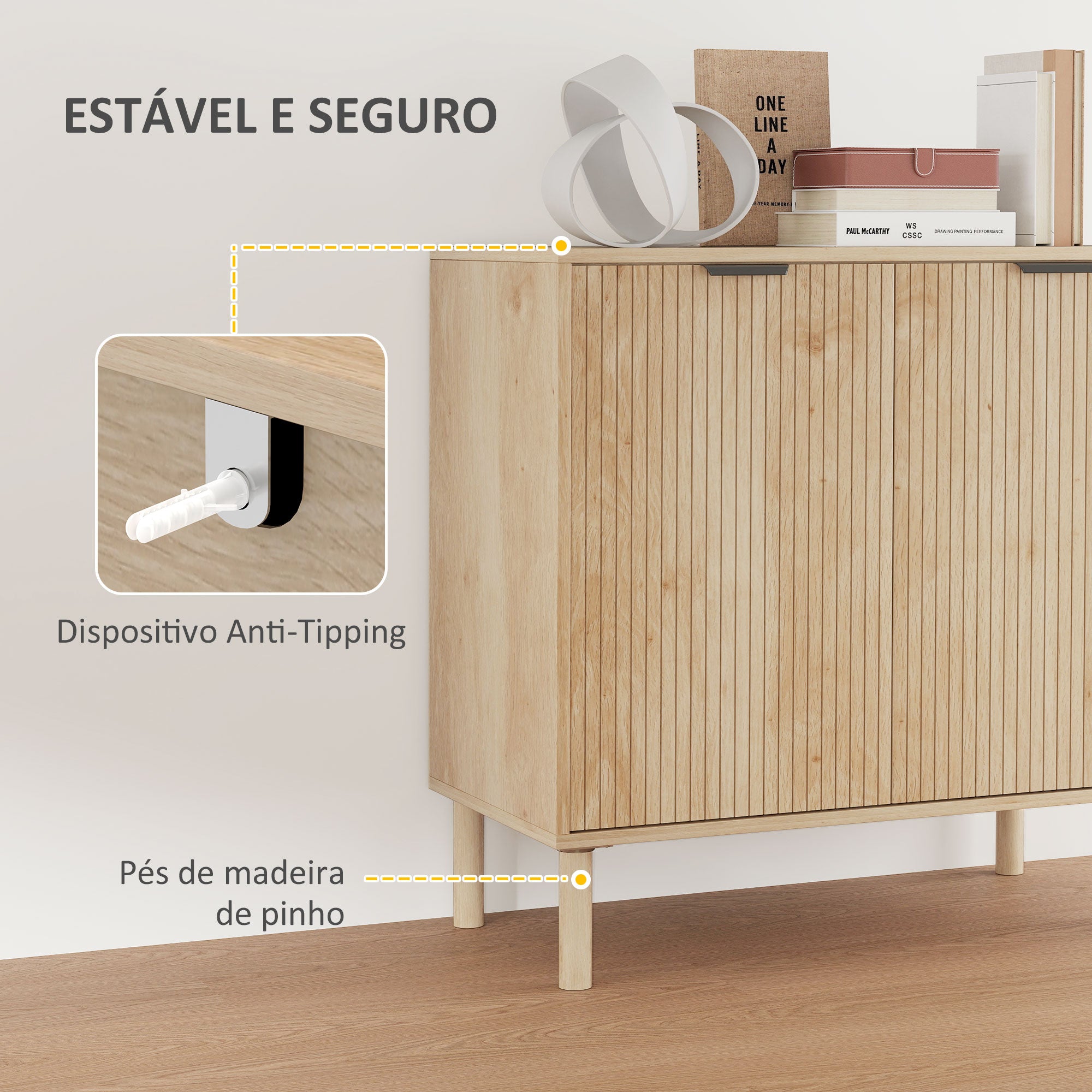 Aparador de Sala de Estar com Prateleira Ajustável Cor de Carvalho 78x40x77,5 cm