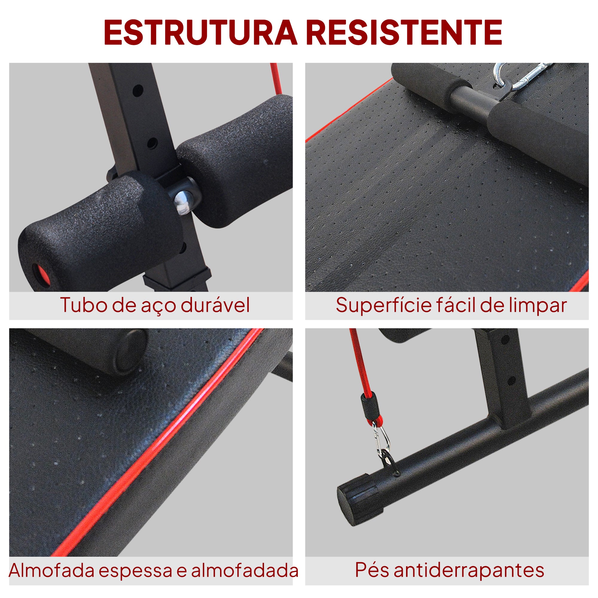 Banco de Abdominais Ajustável Preto 55,5x137,5x68 cm