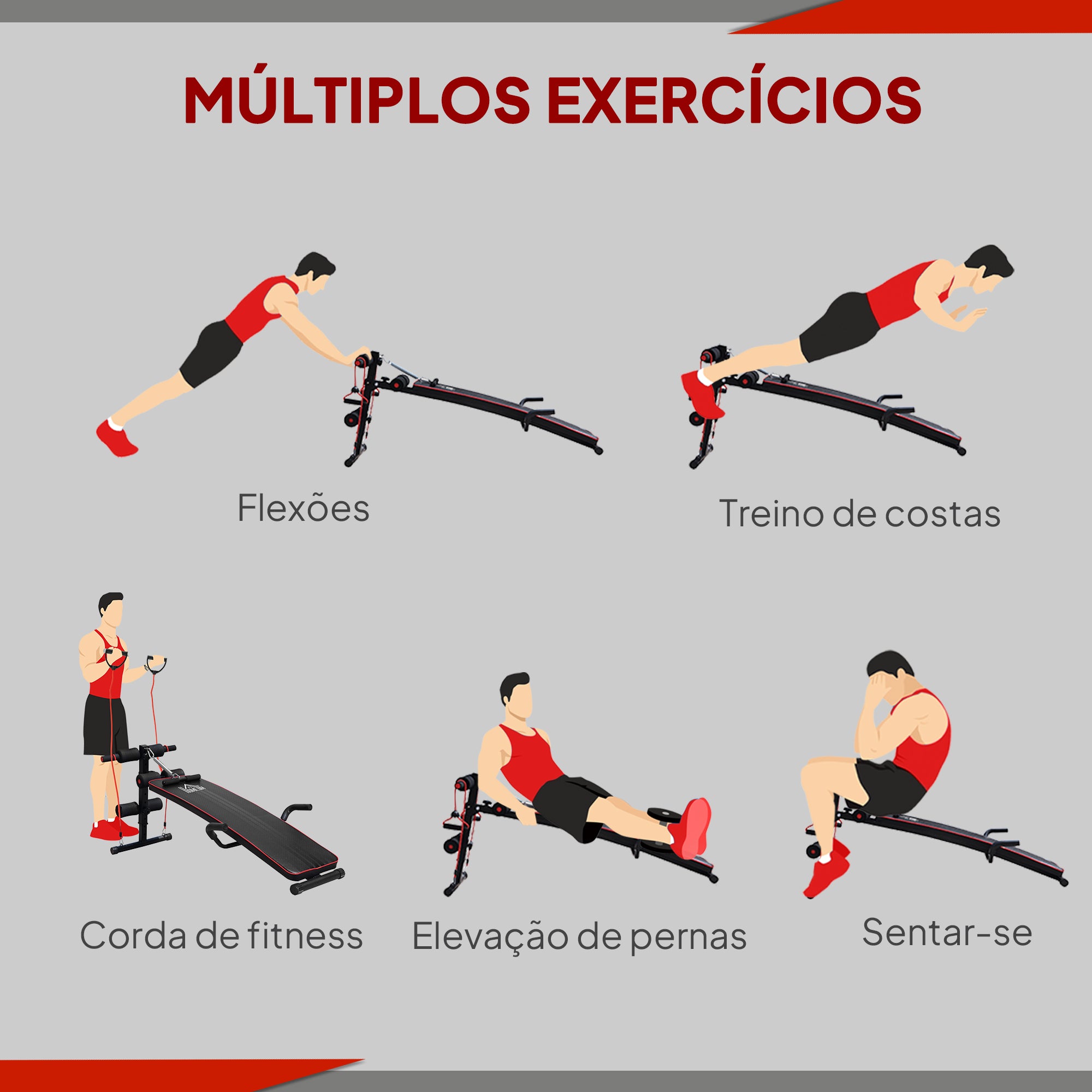 Banco de Abdominais Ajustável Preto 55,5x137,5x68 cm