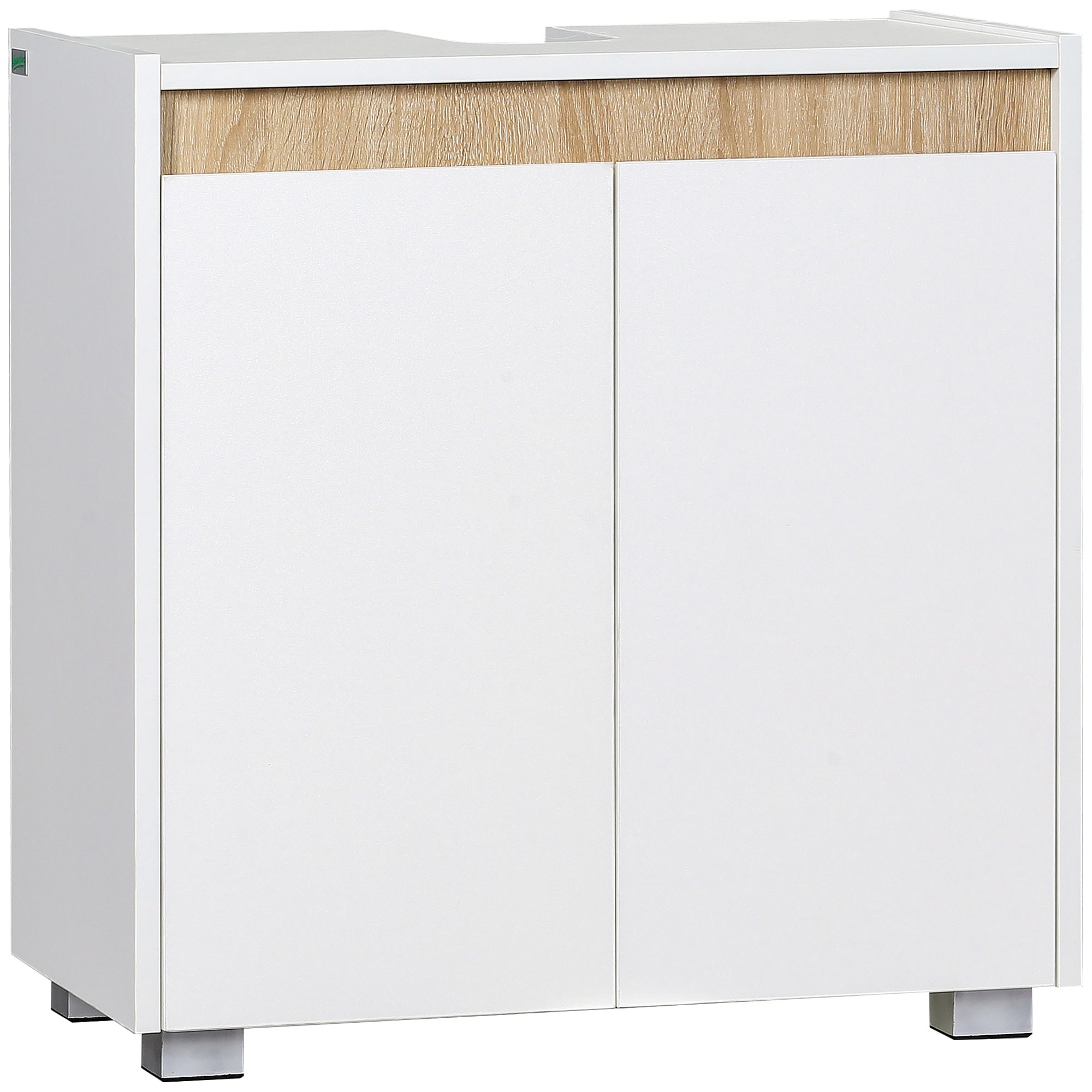 Armário Casa de Banho 57x33x60 cm Branco e Madeira