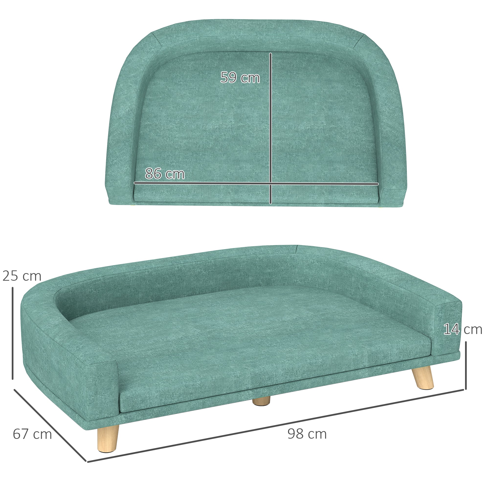 Sofá Cama para Cães Verde 98x67x25 cm