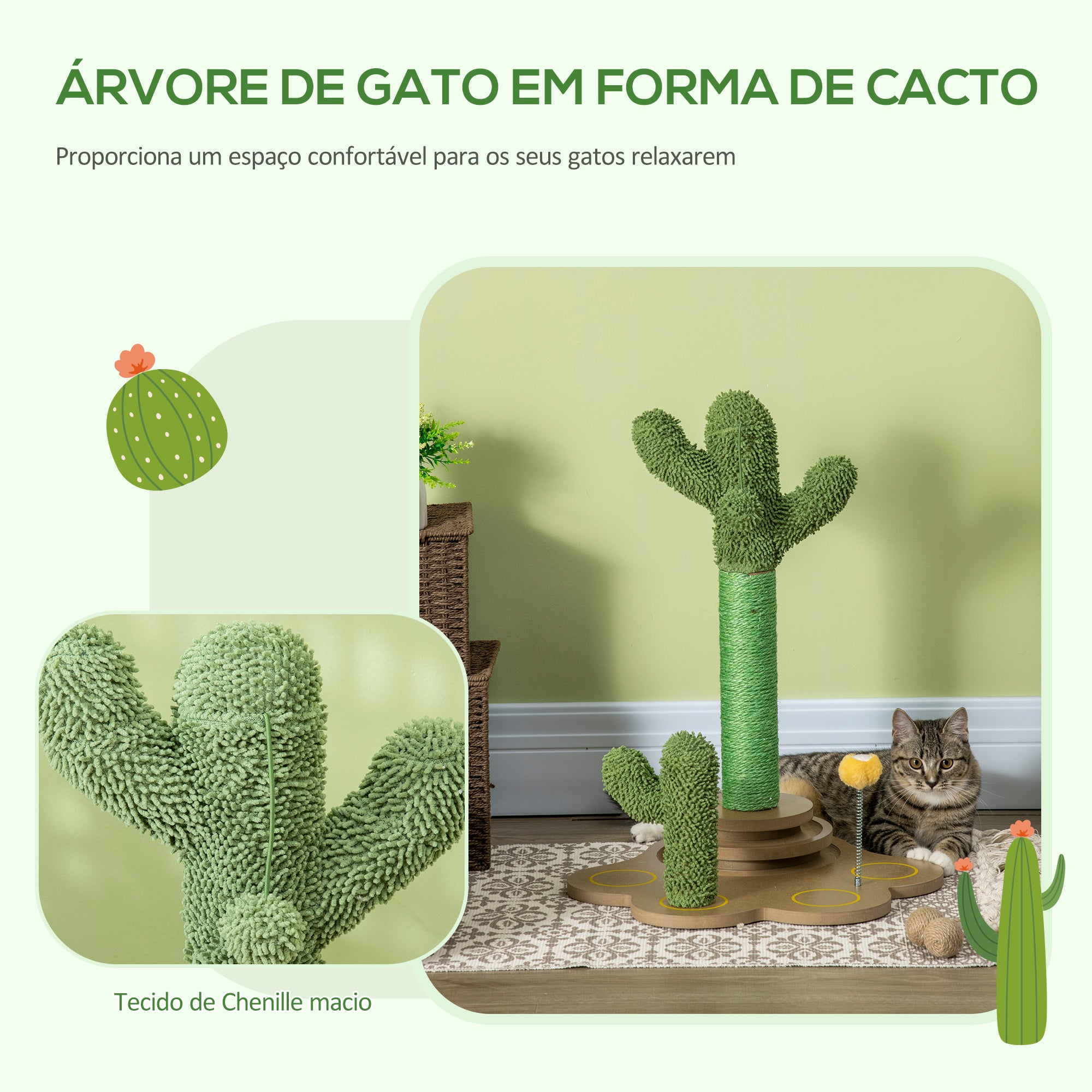Arranhador para Gatos Pequenos Verde 46x43x60cm - Postes de Cacto