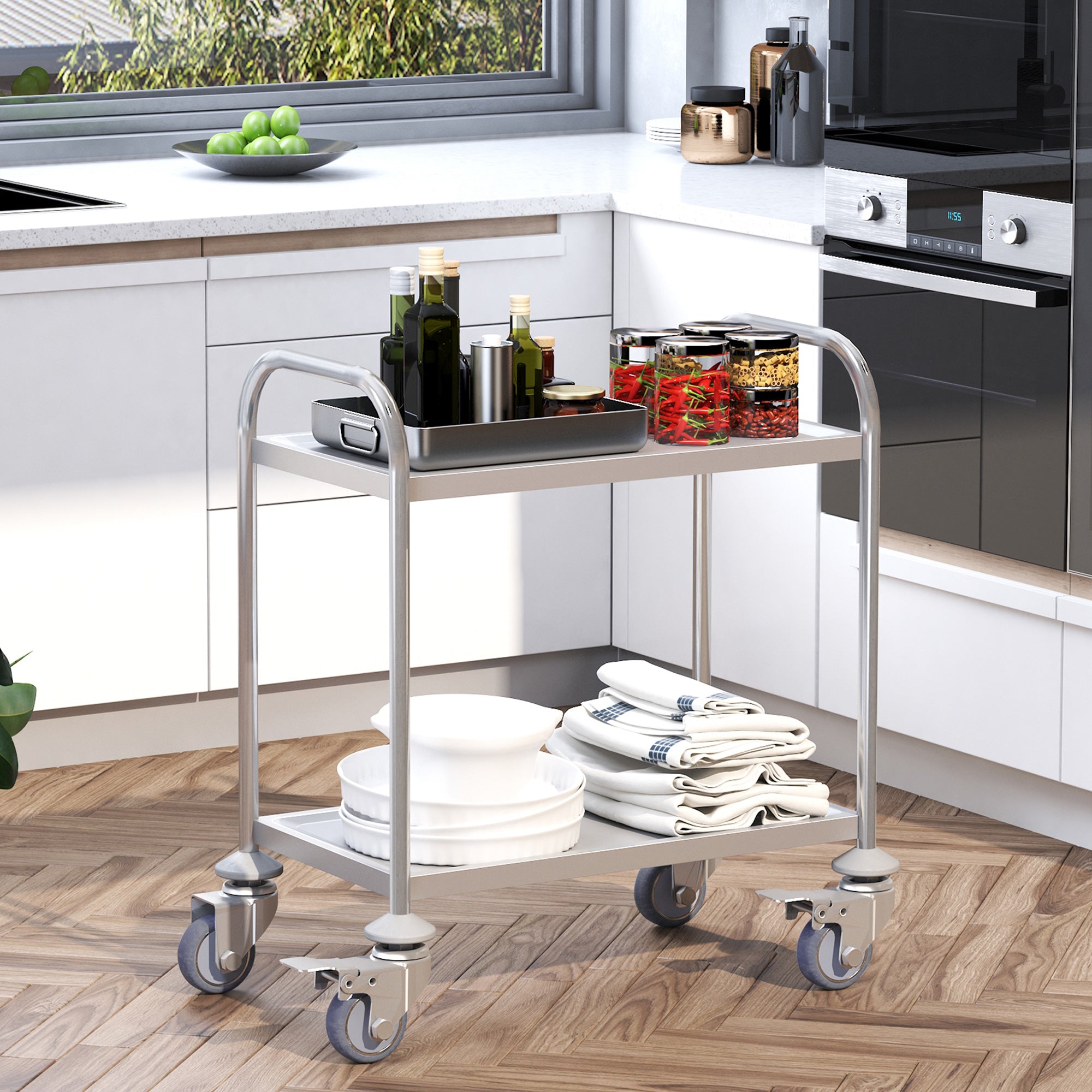 Carrinho Auxiliar de Cozinha 70,5x40,5x81 cm - Prata