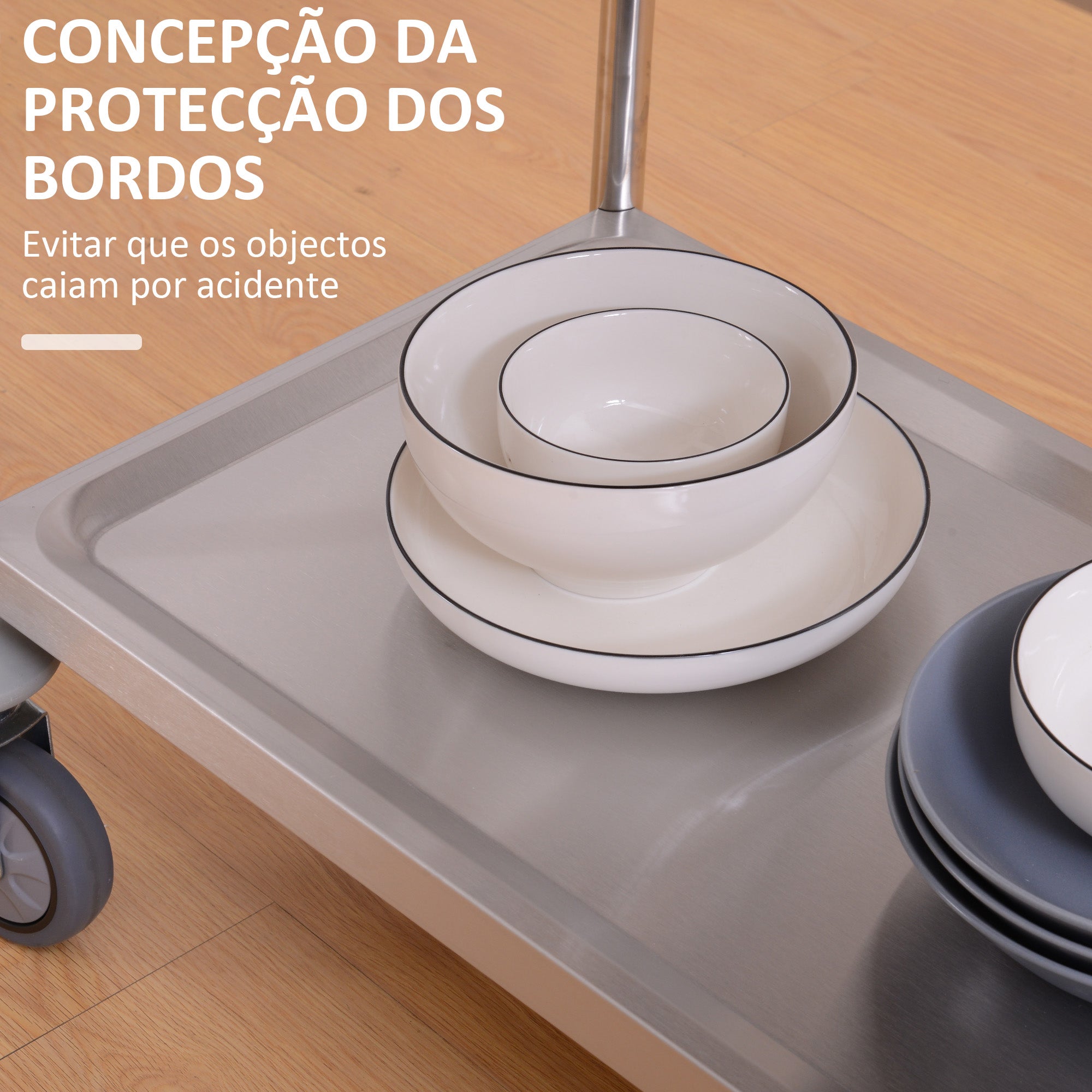 Carrinho Auxiliar de Cozinha 70,5x40,5x81 cm - Prata