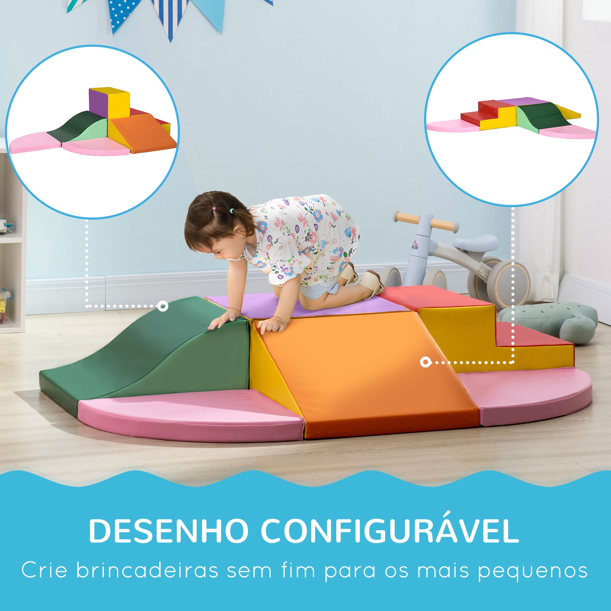 Conjunto de 6 Blocos de Espuma – 150x100x24cm – Multicor – PU e EPE
