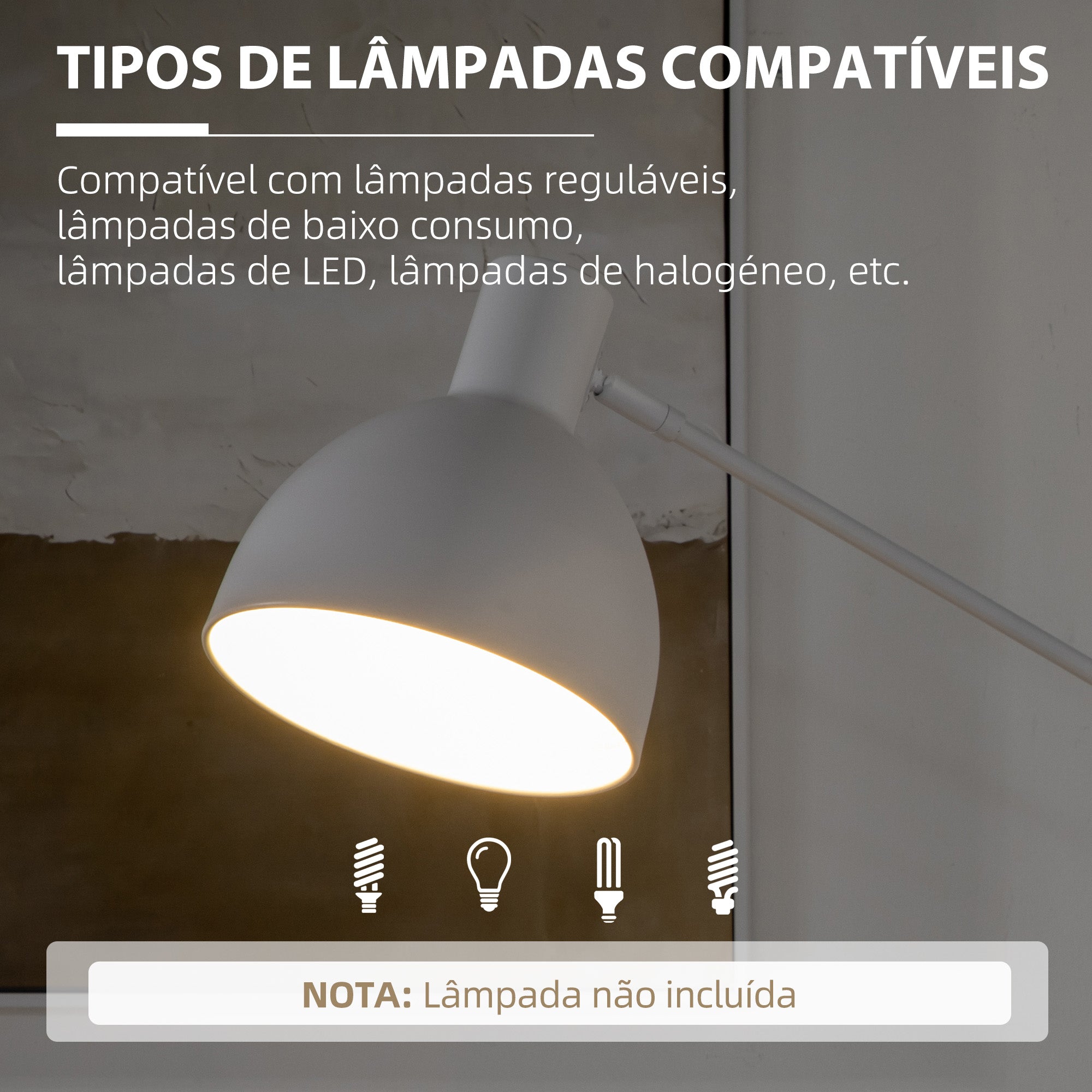 Candeeiro de Pé Estilo Industrial Branco Ø30x155 cm