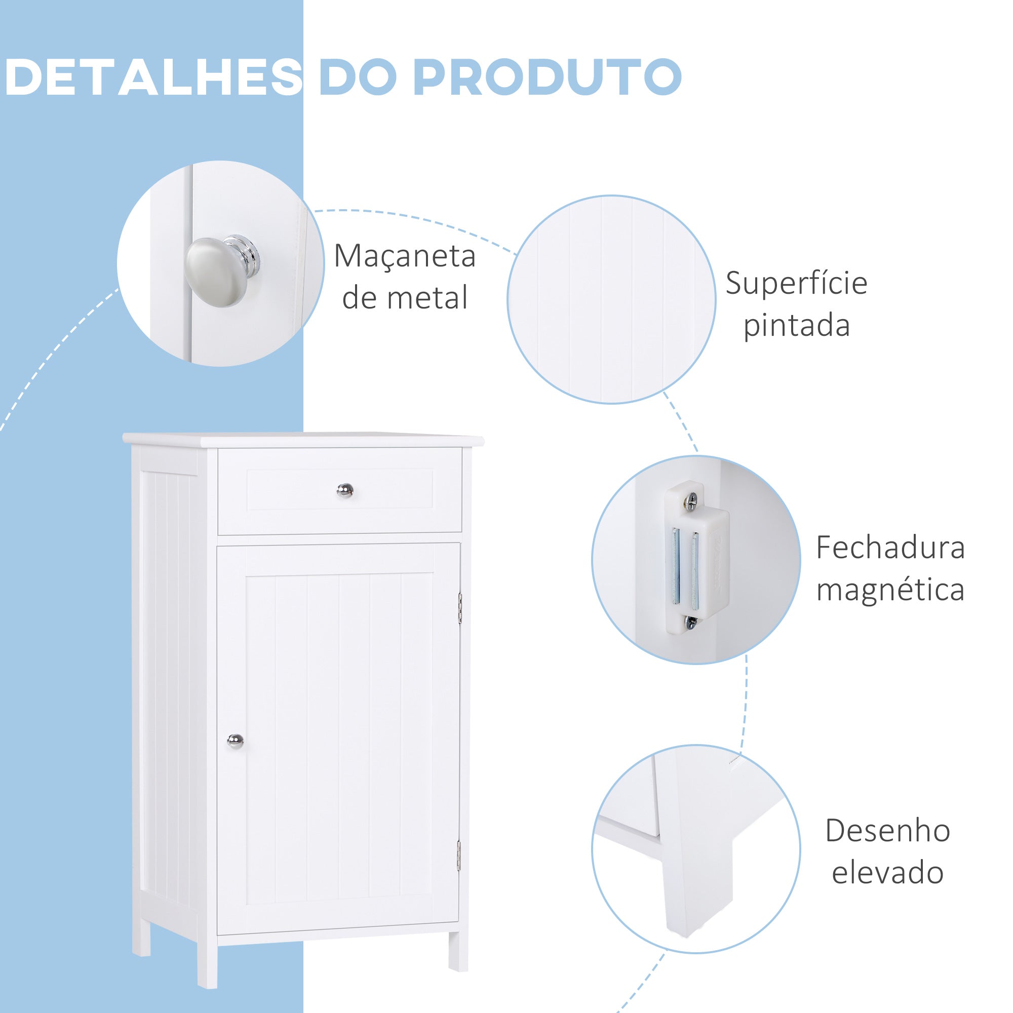 Armário de Casa de Banho Compacto 43x34x77 cm - Branco