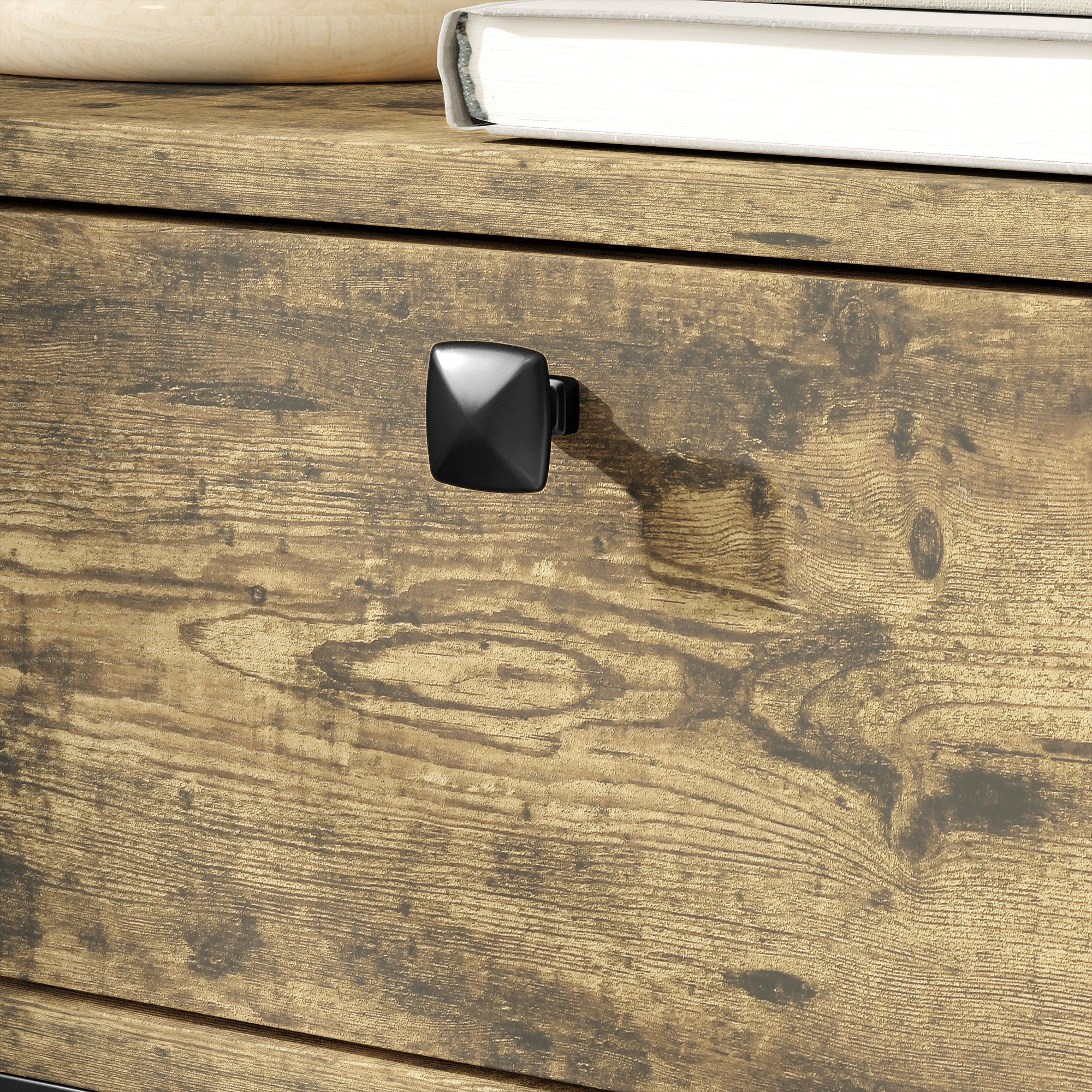 Mesa Auxiliar Industrial com Estação de Carga e Gaveta - Castanho Rústico 60x30x66,5 cm