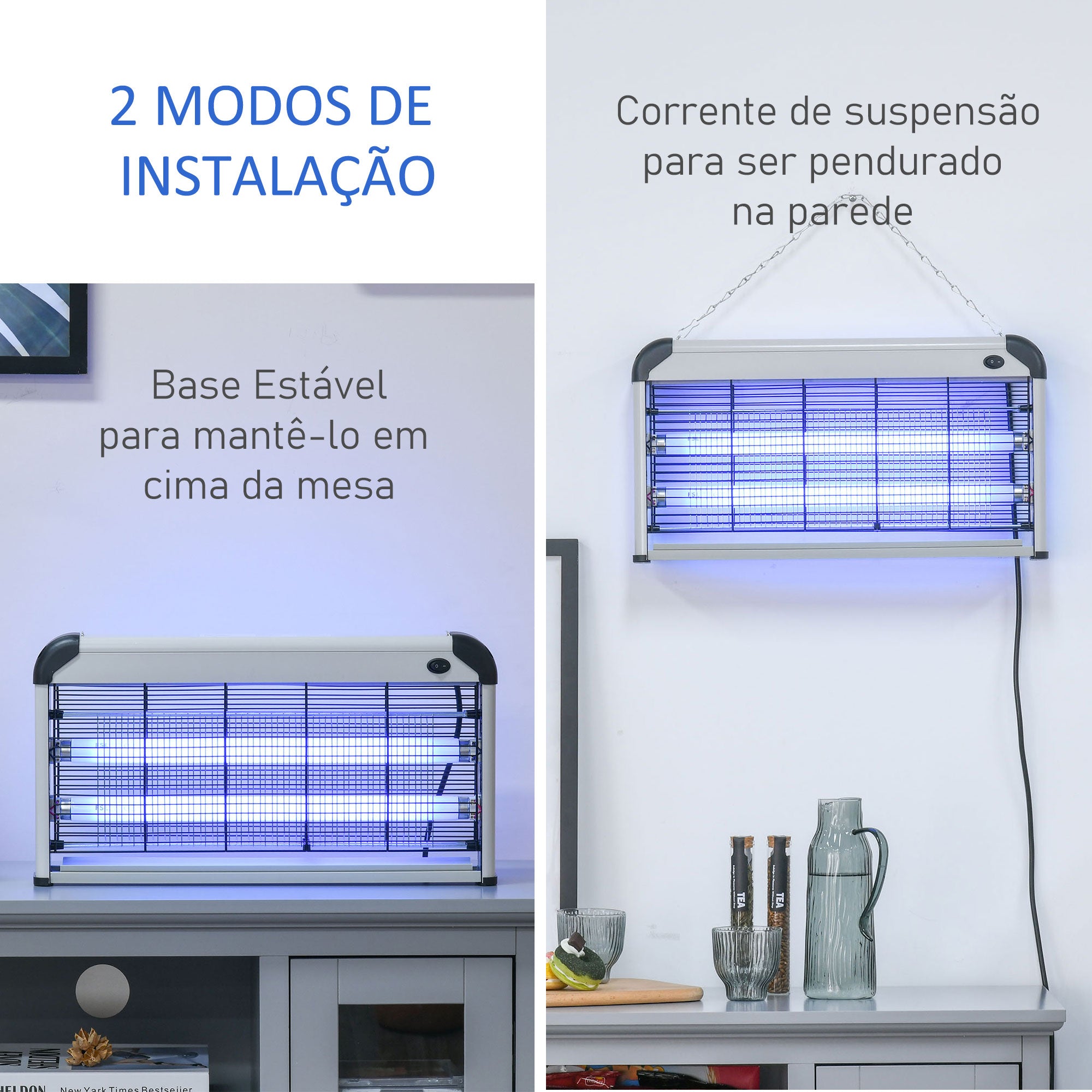 Lâmpada Anti-Mosquitos Elétrica Prata 48,5x8,5x26,5 cm - Mata Mosquitos Elétrico