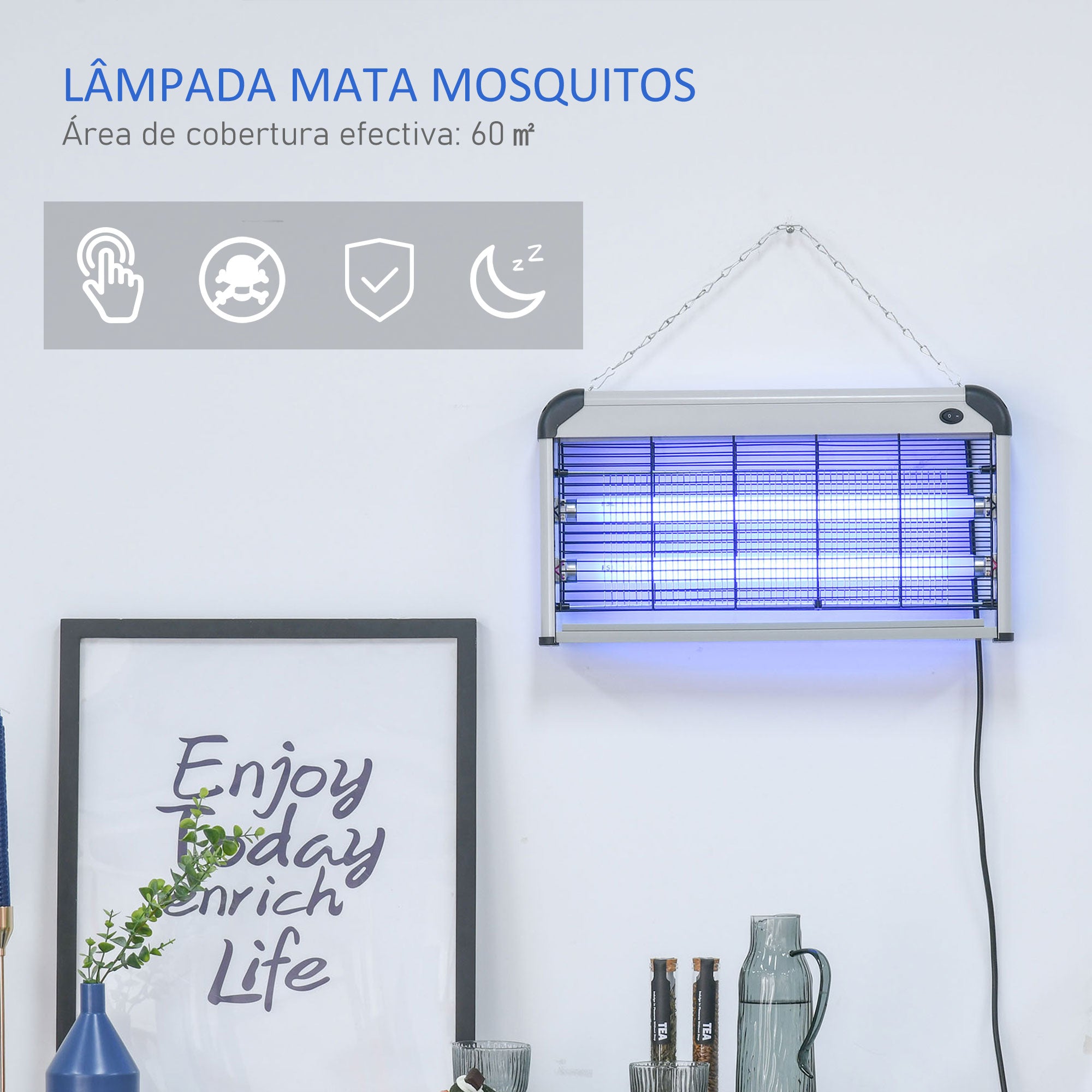 Lâmpada Anti-Mosquitos Elétrica Prata 48,5x8,5x26,5 cm - Mata Mosquitos Elétrico