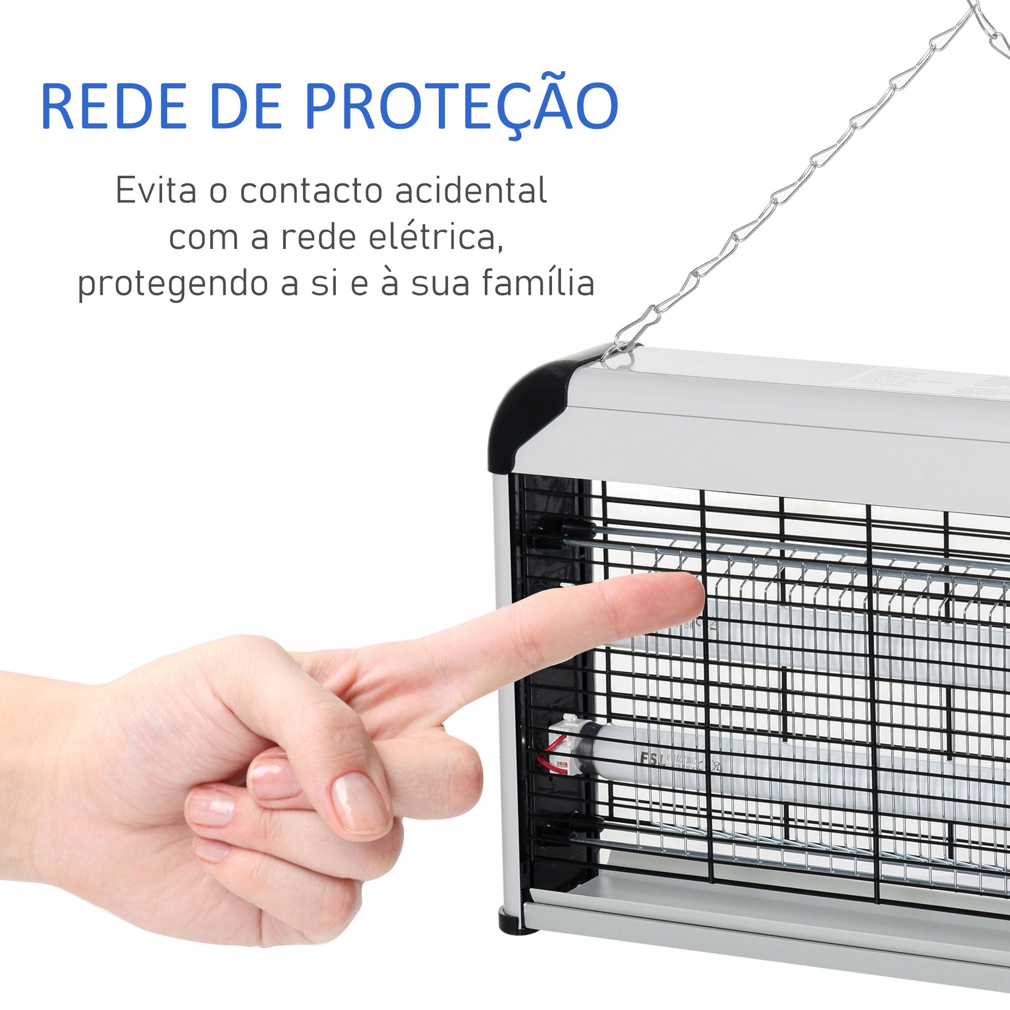 Lâmpada Anti-Mosquitos Elétrica Prata 48,5x8,5x26,5 cm - Mata Mosquitos Elétrico