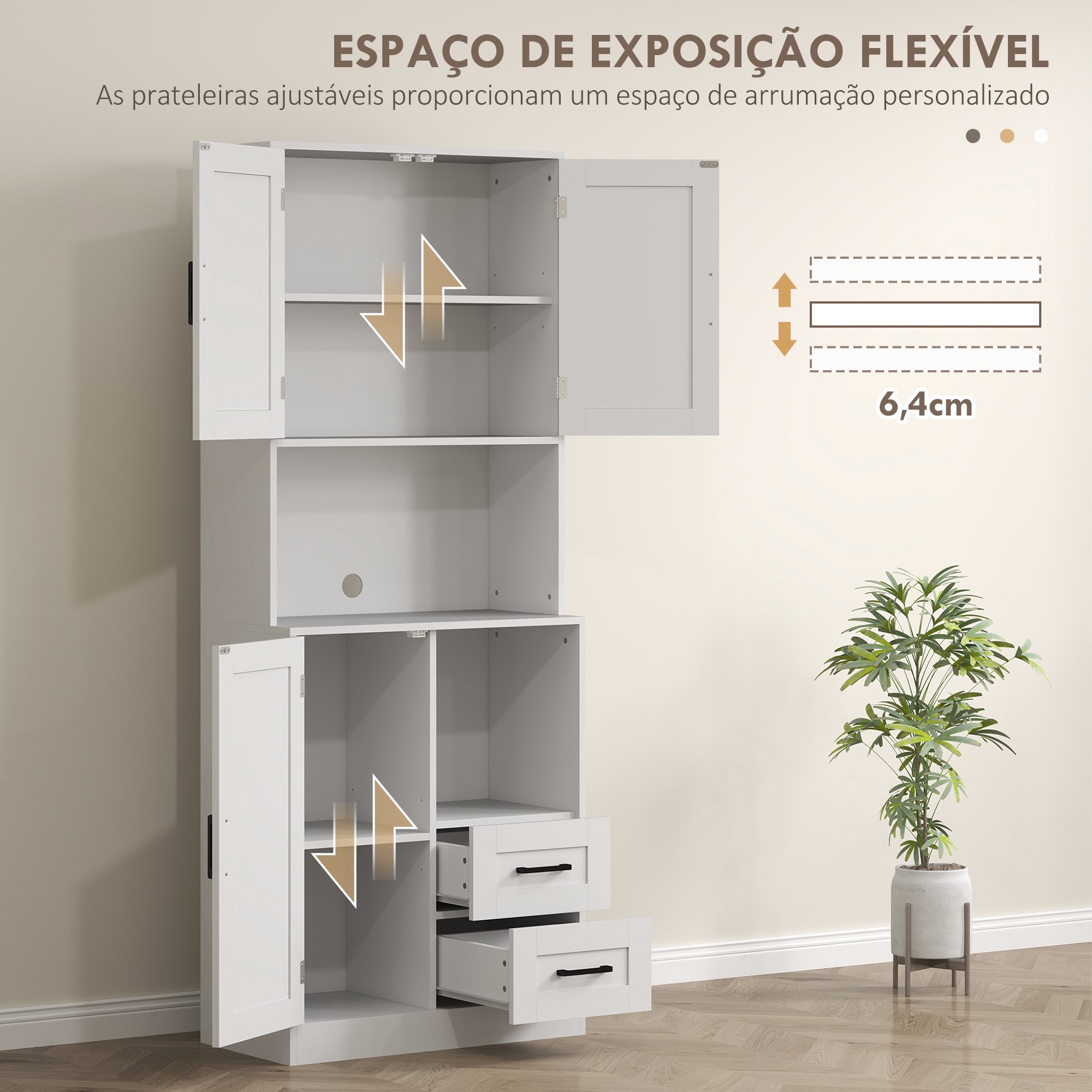 Armário de Cozinha Rústico 70x40x180 cm Branco