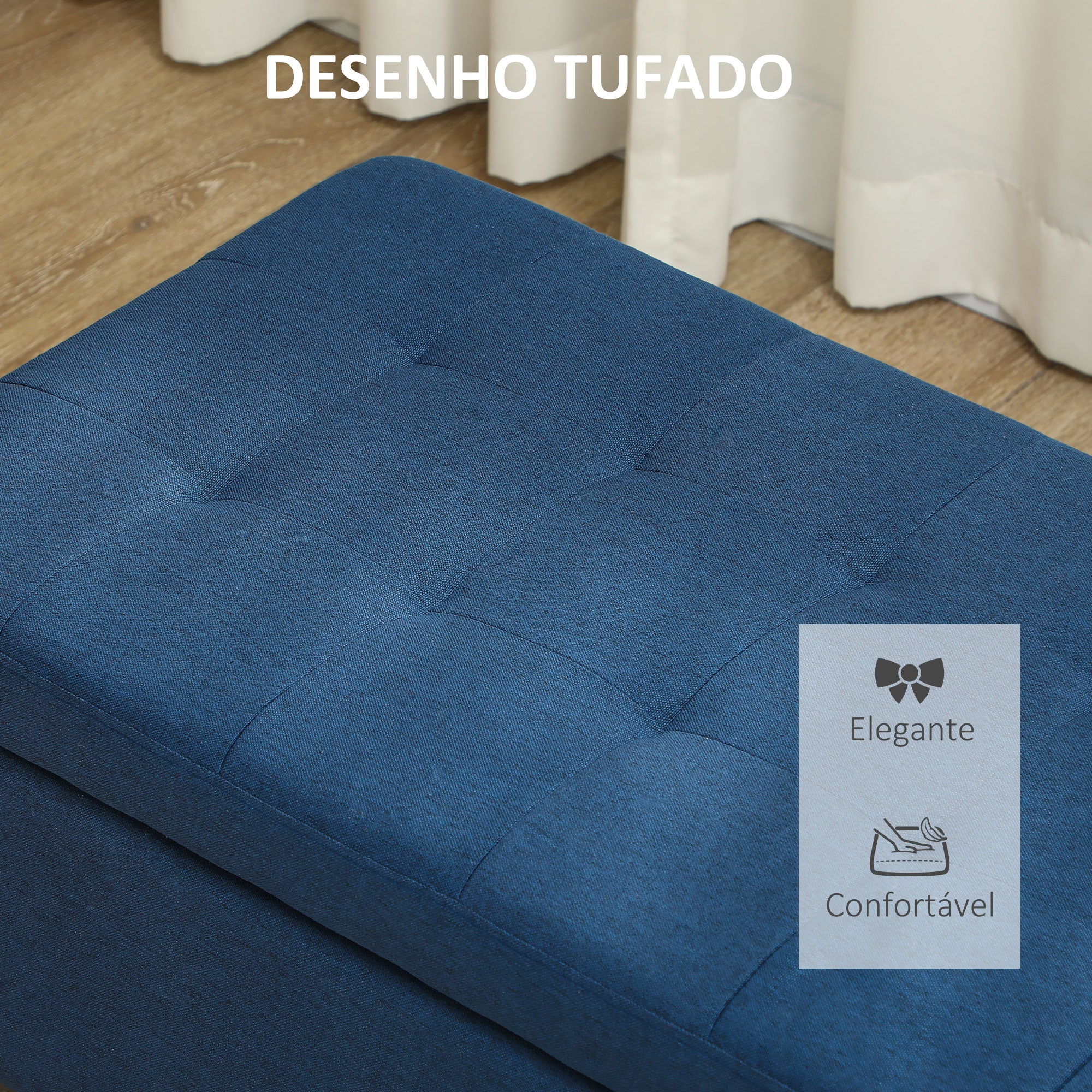 Banco de Armazenamento Acolchoado 125x49x41,5 cm - Azul