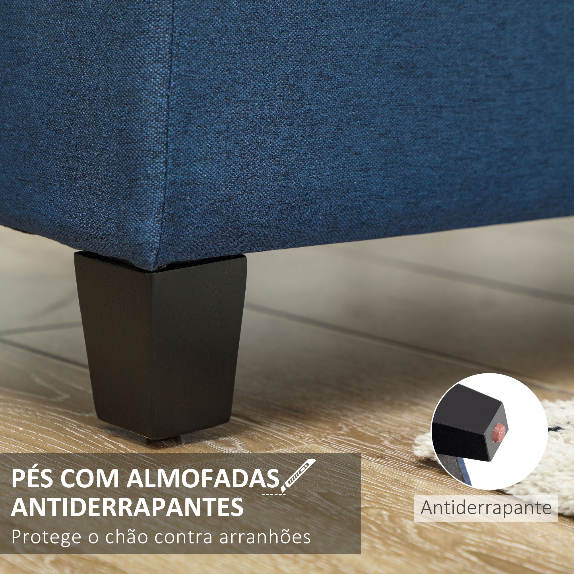 Banco de Armazenamento Acolchoado 125x49x41,5 cm - Azul
