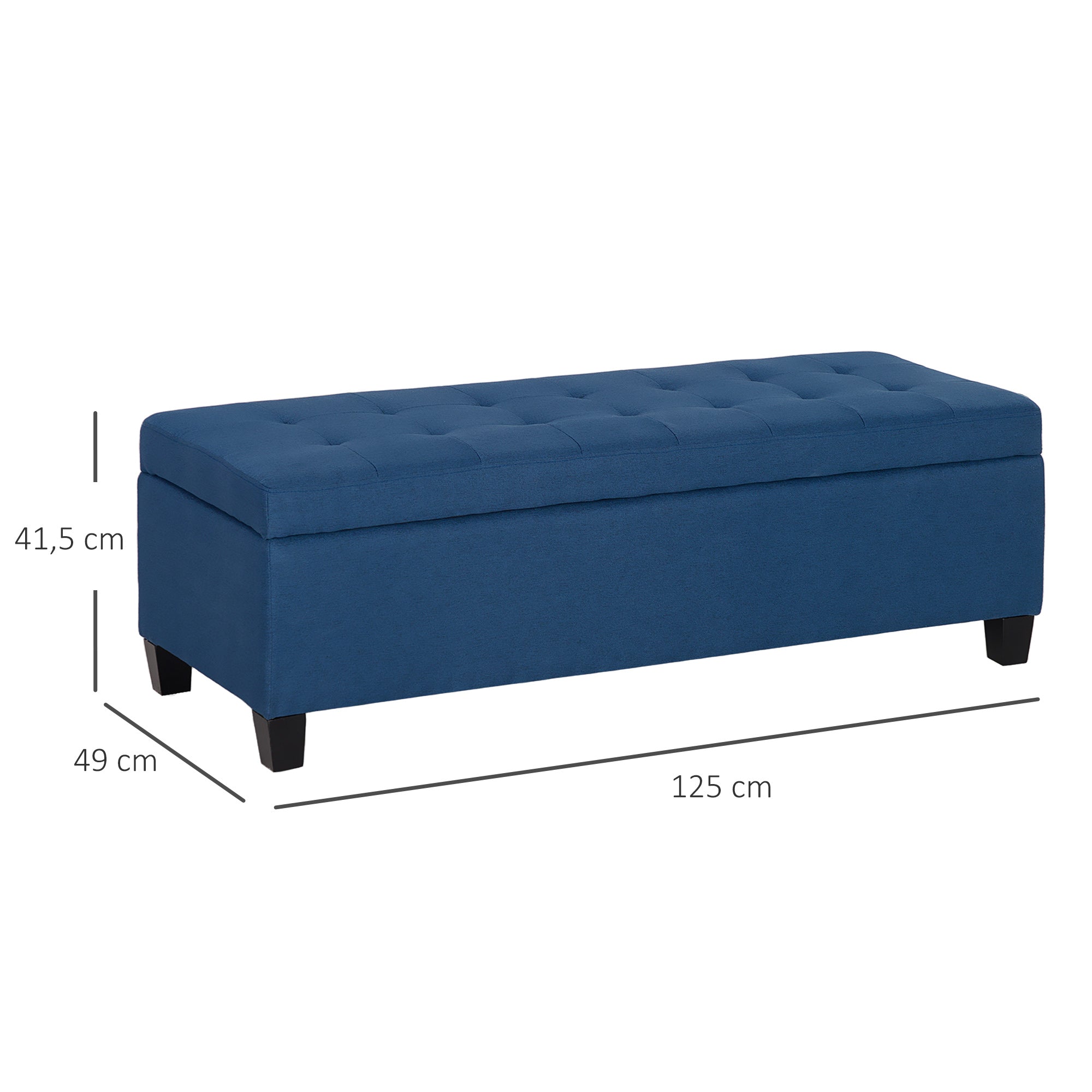Banco de Armazenamento Acolchoado 125x49x41,5 cm - Azul