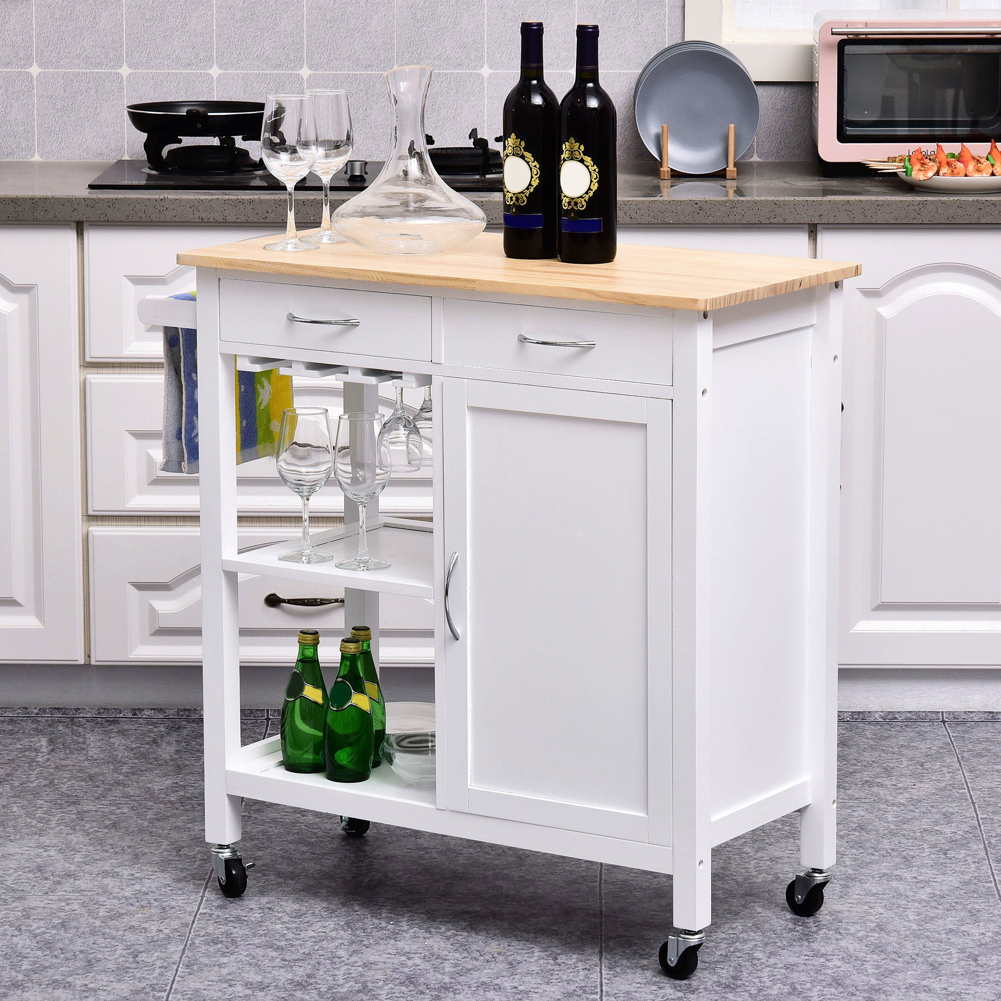 Carrinho de Cozinha Multiusos 88,5x40x86 cm - Branco