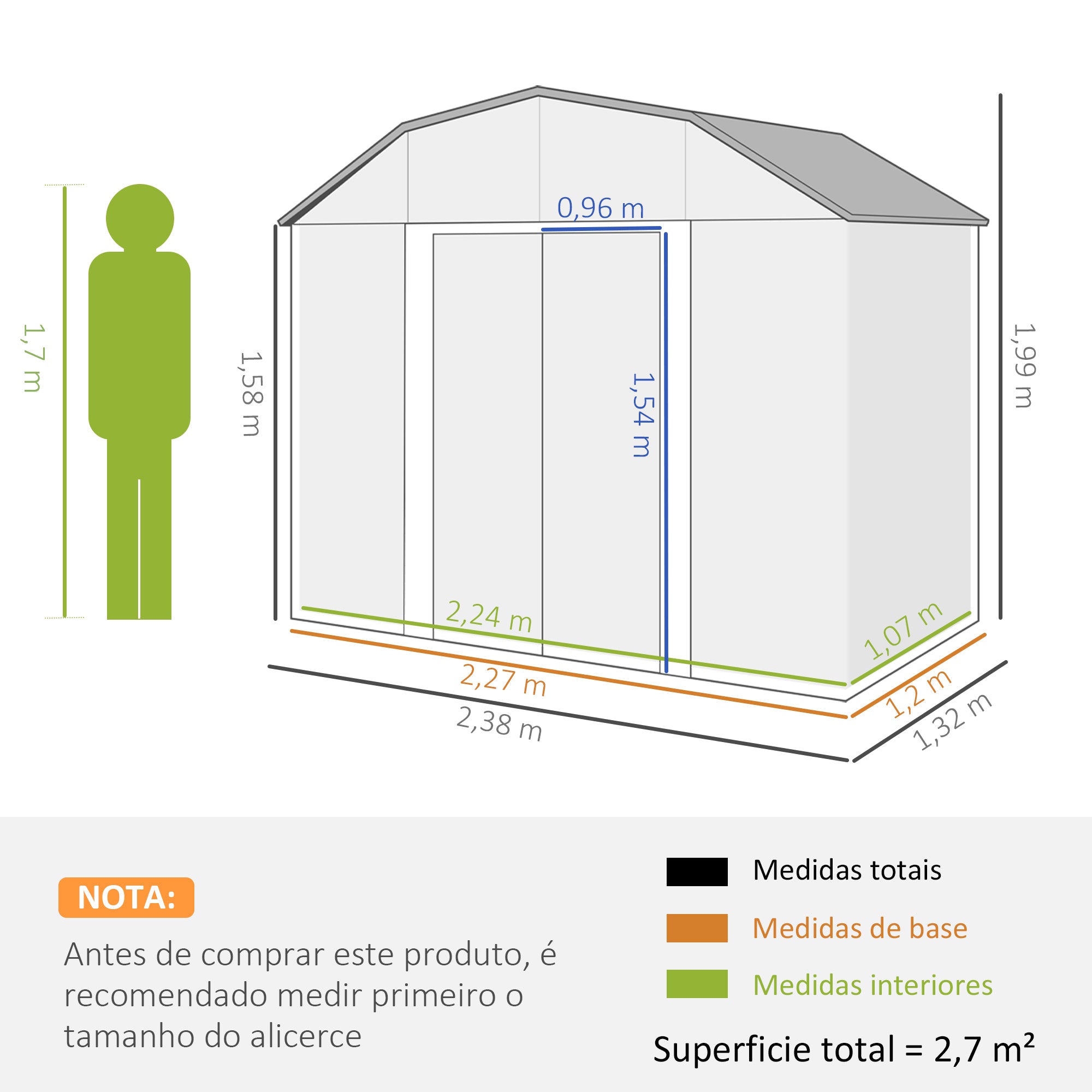 Abrigo de Jardim Metálico Cinza Escuro 238x132x198,5 cm - Prateleiras Ajustáveis