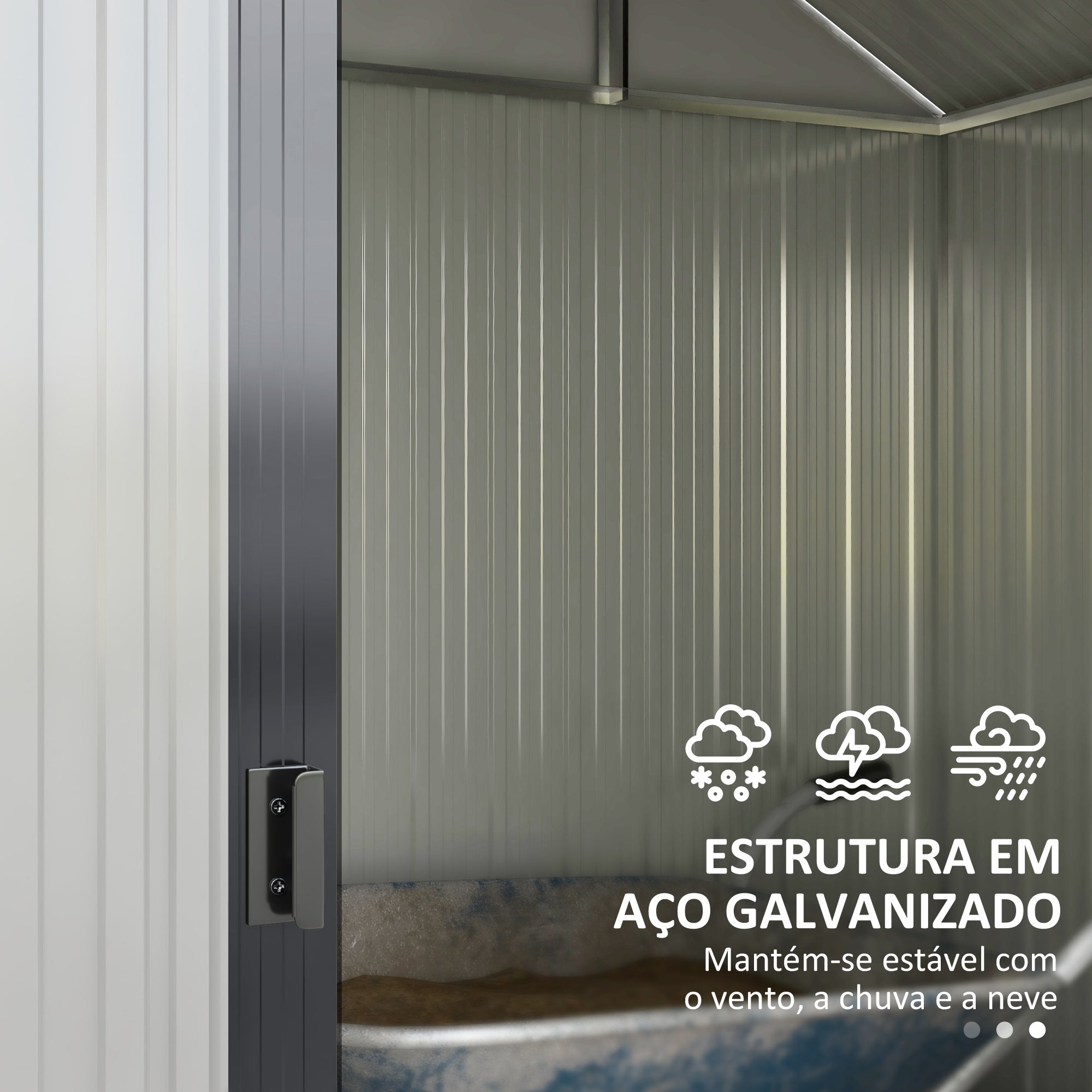 Abrigo de Jardim Metálico Cinza Escuro 238x132x198,5 cm - Prateleiras Ajustáveis