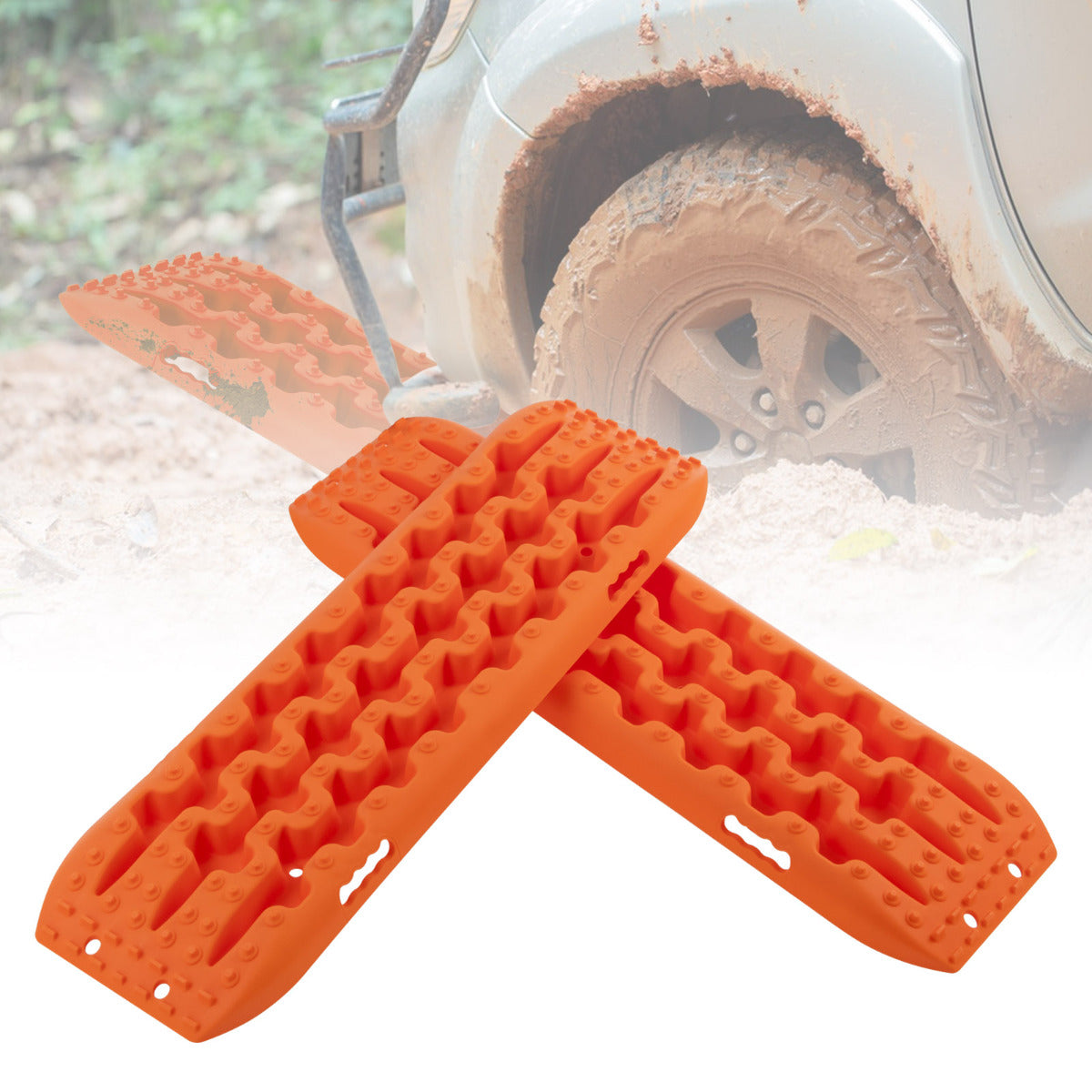 Conjunto de Tapetes de Tração Todo-o-Terreno para Neve 2 Peças 107 x 31 x 7 cm Cor Laranja