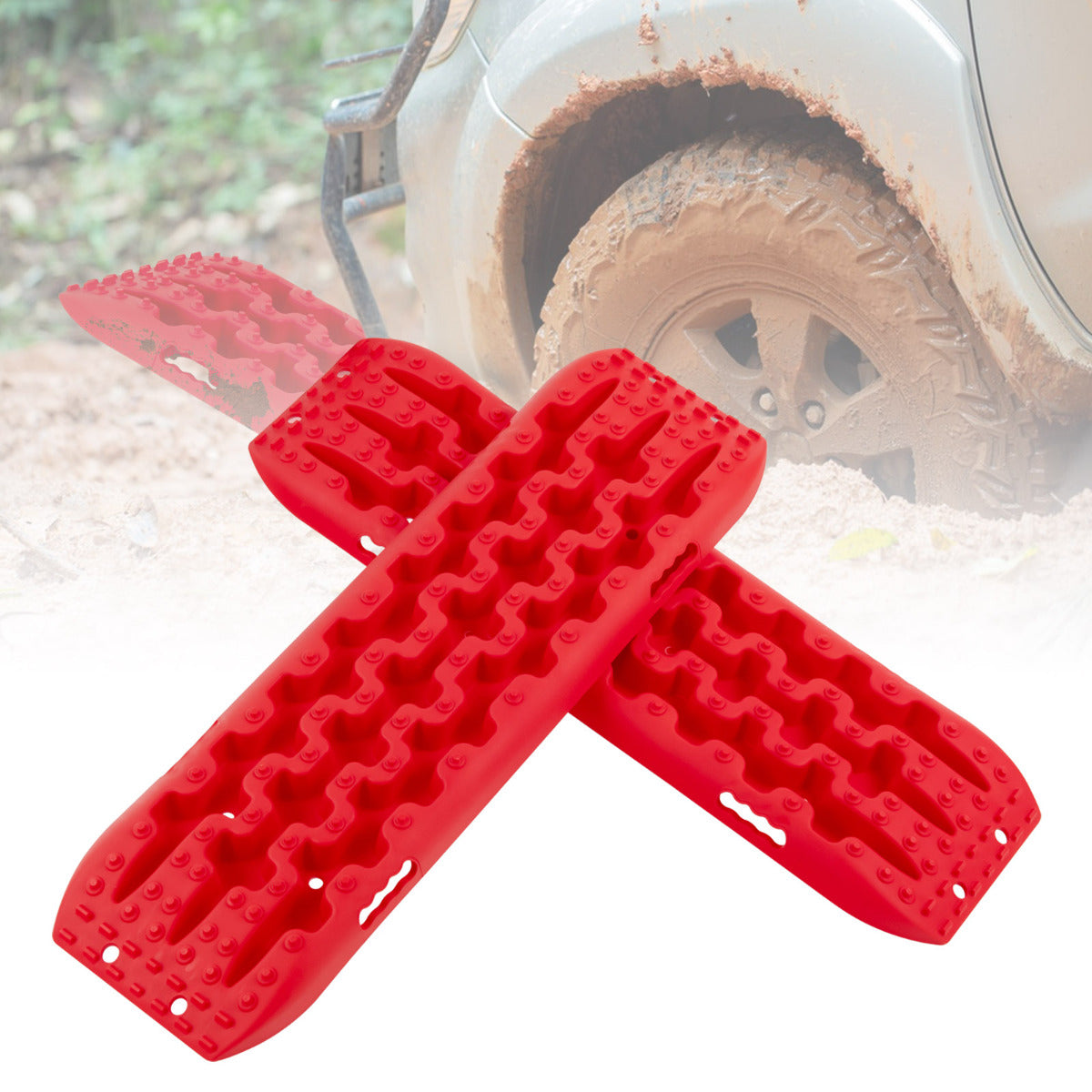 Conjunto de Tapetes de Tração para Todo-o-Terreno 2 Peças para Neve - Vermelho