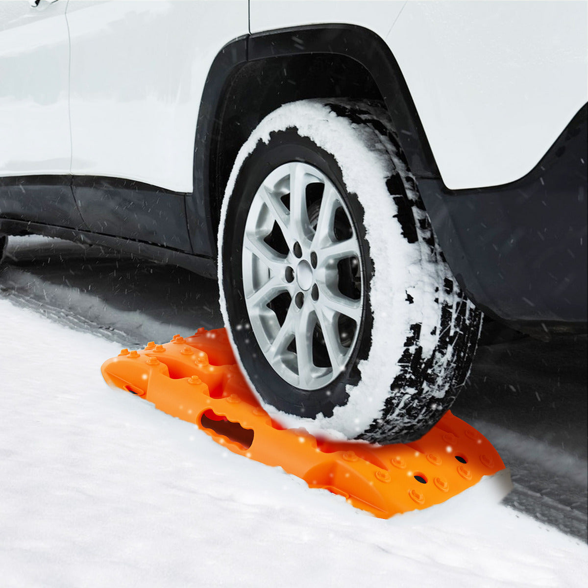 Conjunto de Tapetes de Tração para Todo-o-Terreno - 2 Peças para Neve - 58 x 31 x 6 cm - Laranja