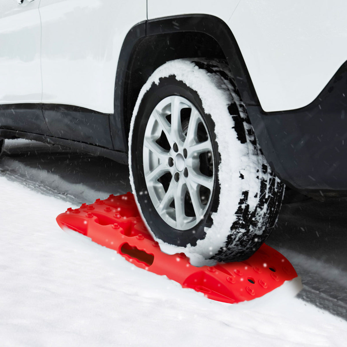 Tapetes de Tração Todo-o-Terreno Conjunto de 2 Tapetes para Neve Resgate de Veículos 58 x 31 x 6 cm Vermelho