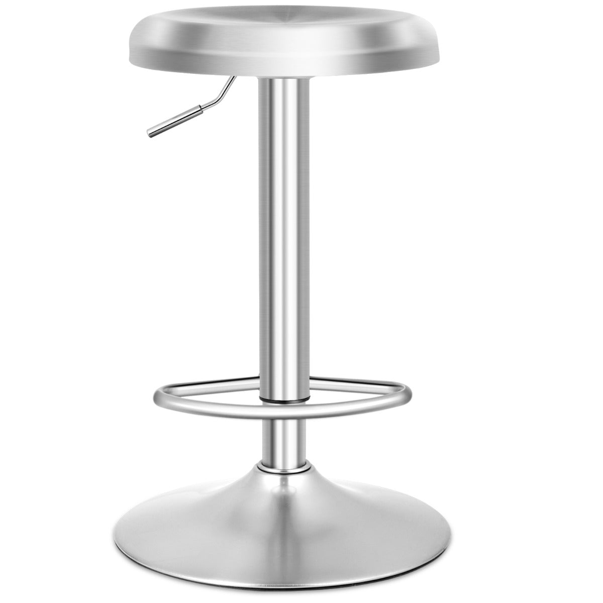 Banco de Bar Giratório Ajustável – 82 cm – Prateado – Aço Inoxidável
