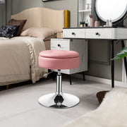Banco de Toucador Giratório com Armazenamento Cadeira de Maquilhagem Pele Sintética Altura Ajustável Tampa Rebatível para Sala Quarto Cor-de-Rosa