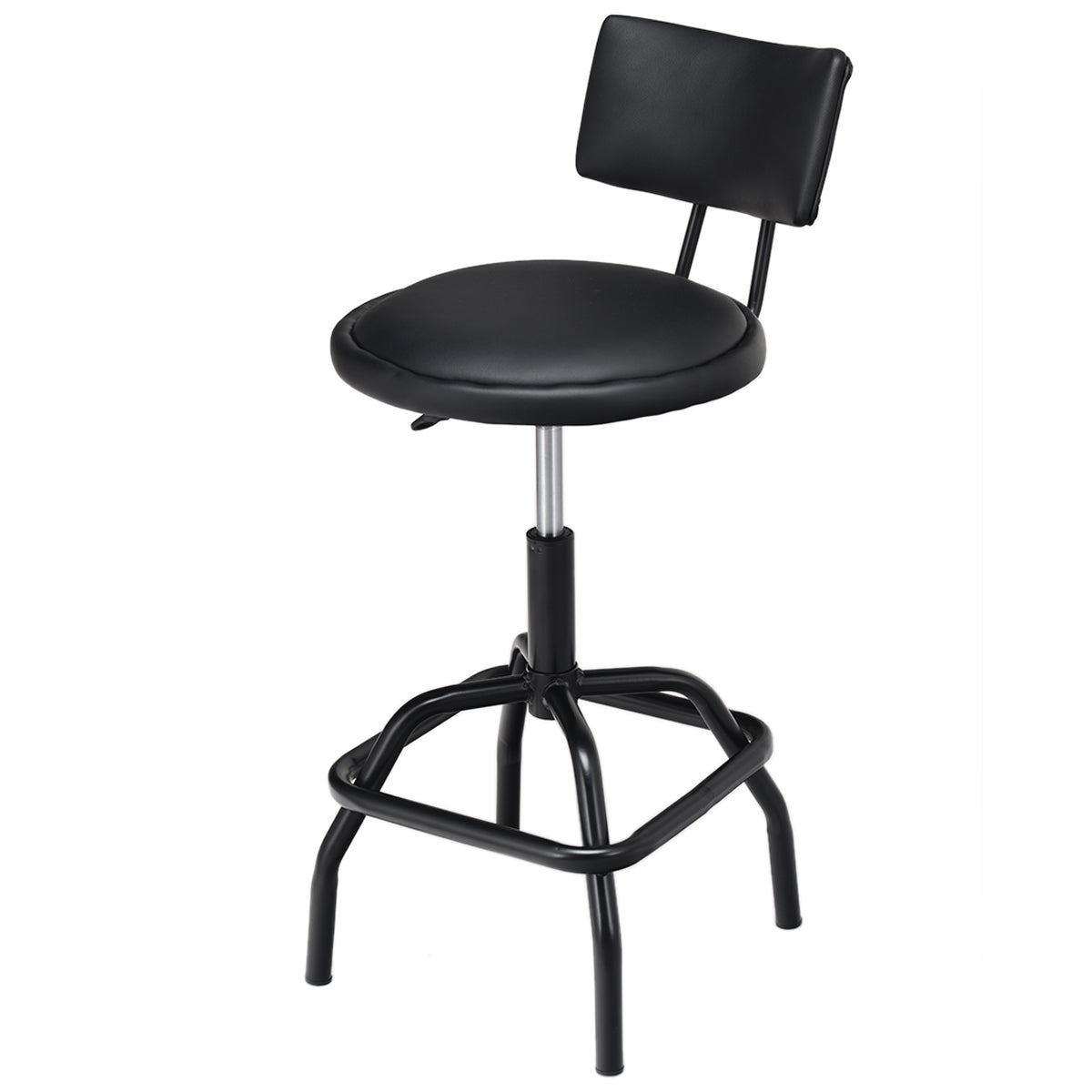 Banco de Bar Giratório Acolchoado – Altura Regulável – Negro – Pele PU