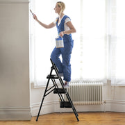 Escada Dobrável de 3 Degraus – 64 x 39 x 90 cm – Preto – Metal